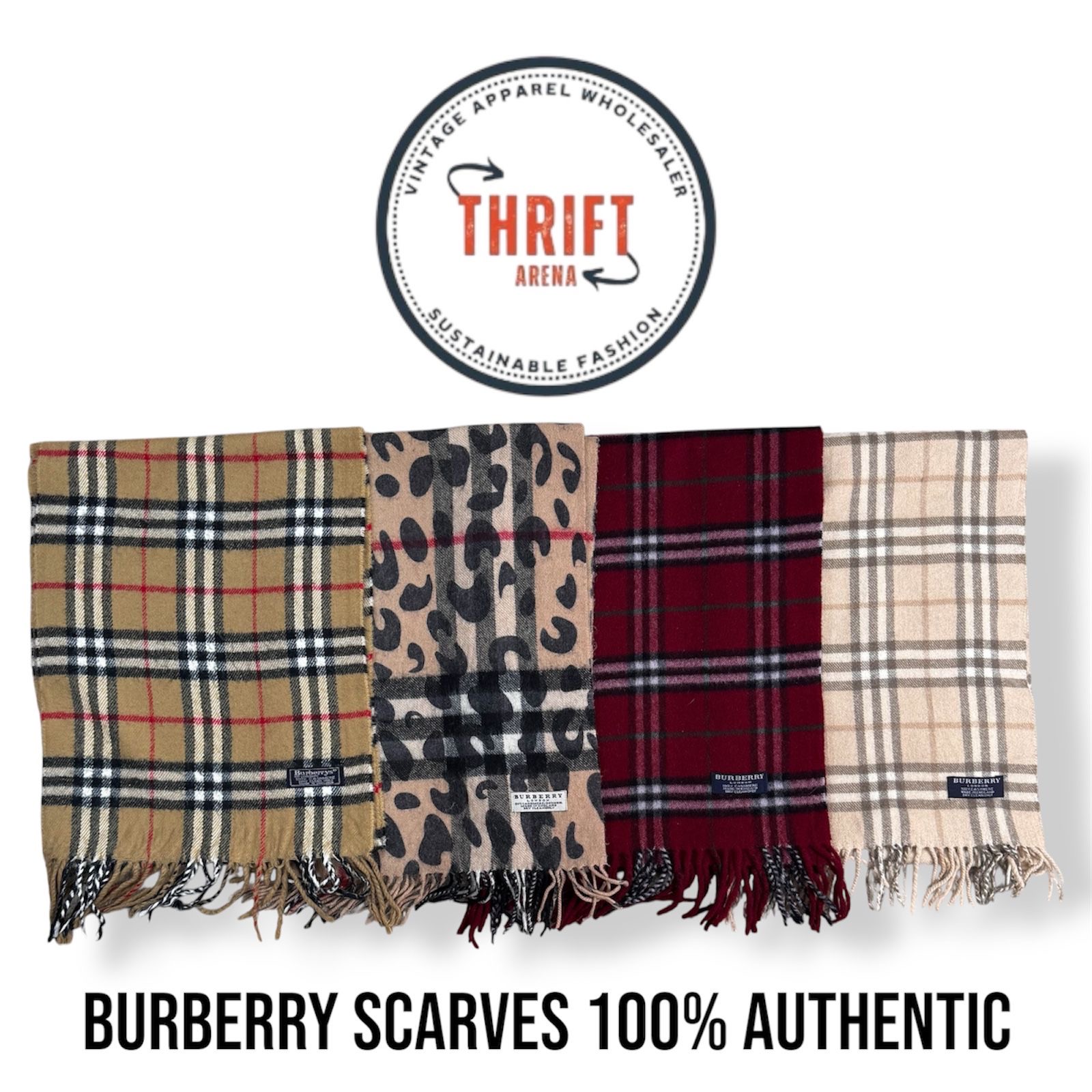 #VV620 Écharpes Burberry 100% Authentiques Cachemire-Laine 25 pièces