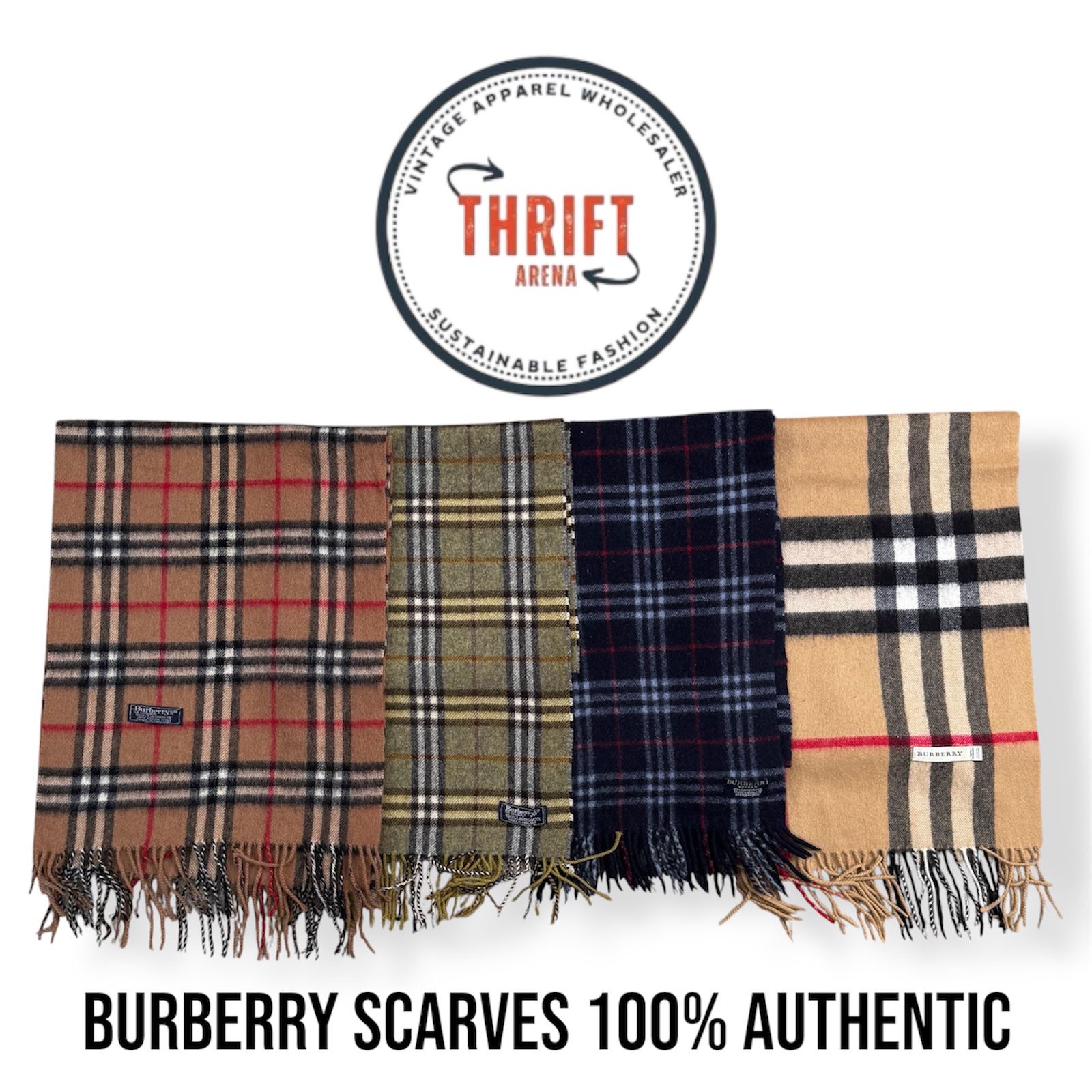 #VV622 Écharpes Burberry 100% Authentique Cachemire/Laine 20 pièces