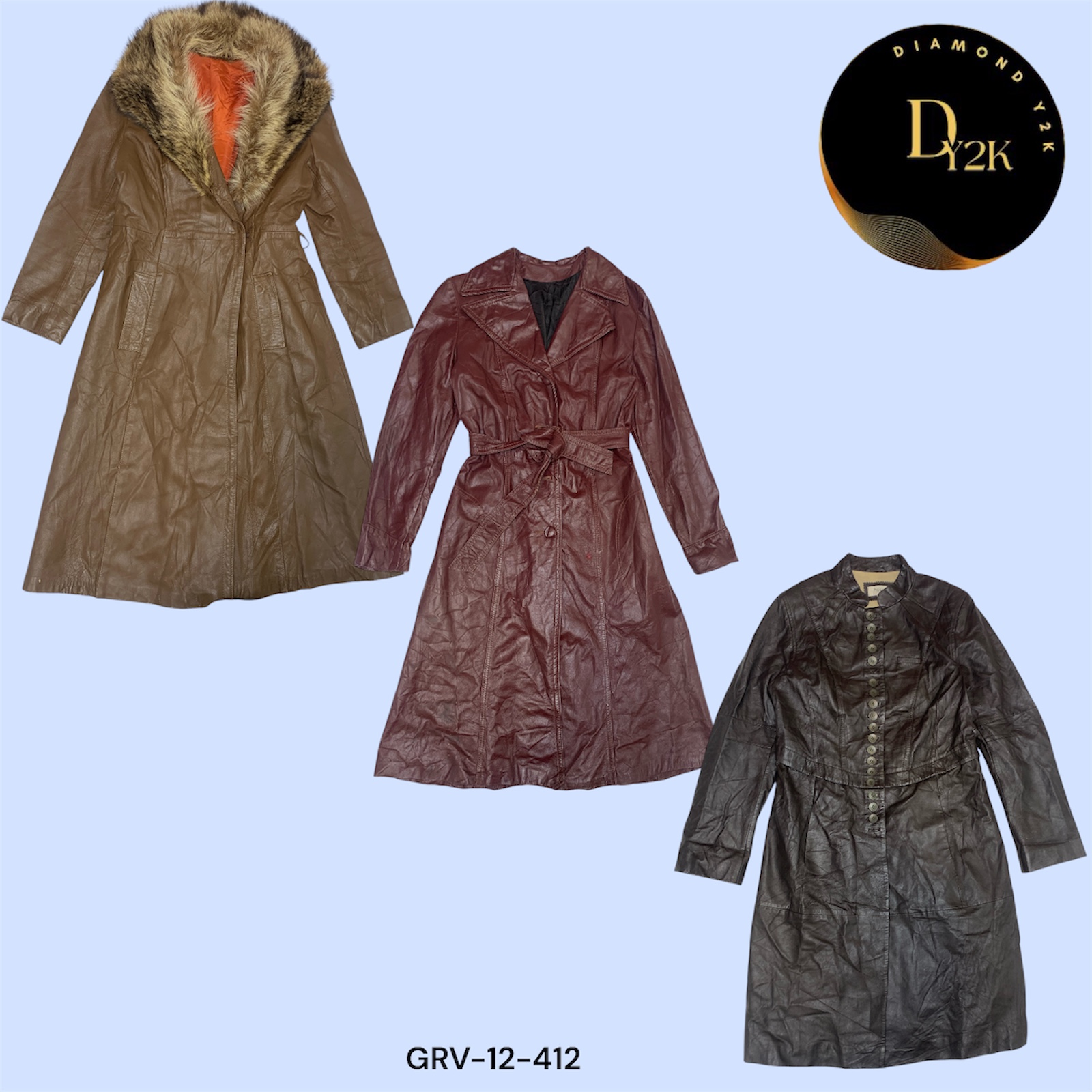 Trench-coat en cuir classique Y2K (GRV-12-412)