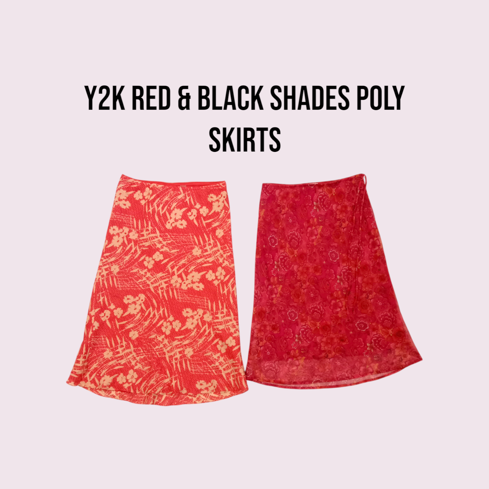 Y2k Red & Black Shades Poly Skirt