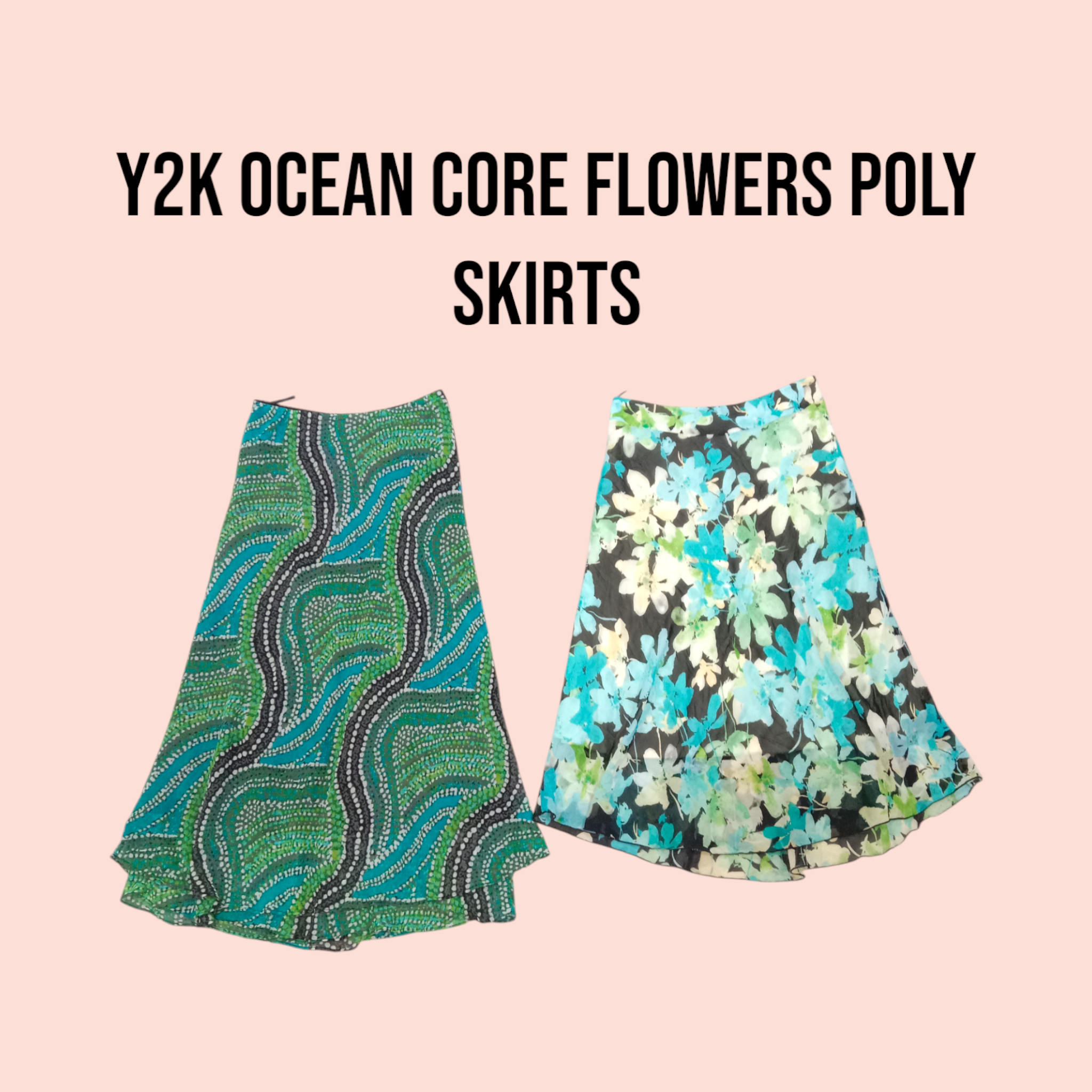 Y2k Ocian Core Flowers Poly Skirts