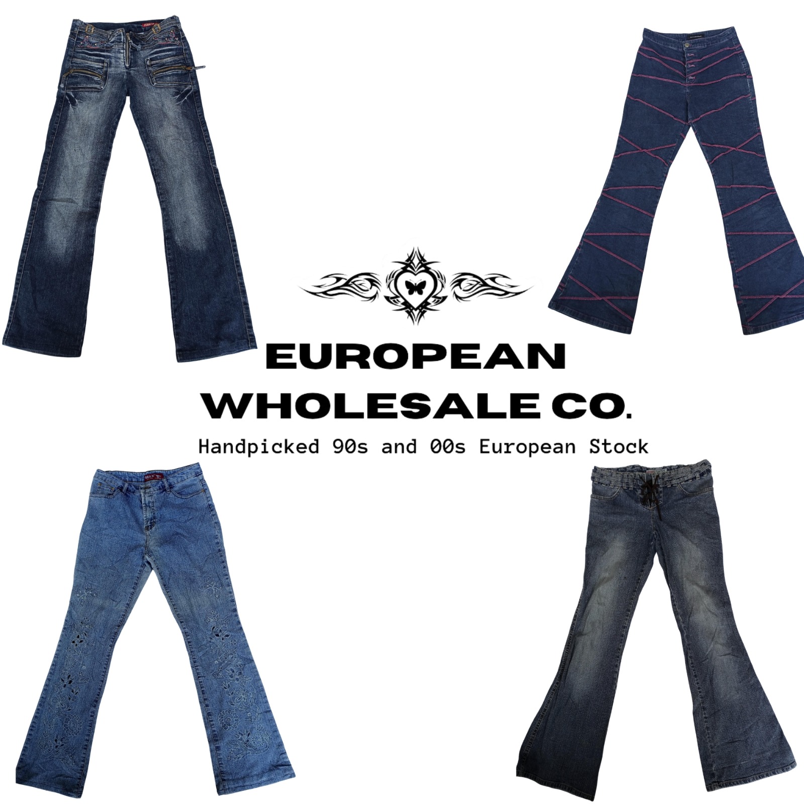 Y2K European Unique/Embroidered Flare Jeans