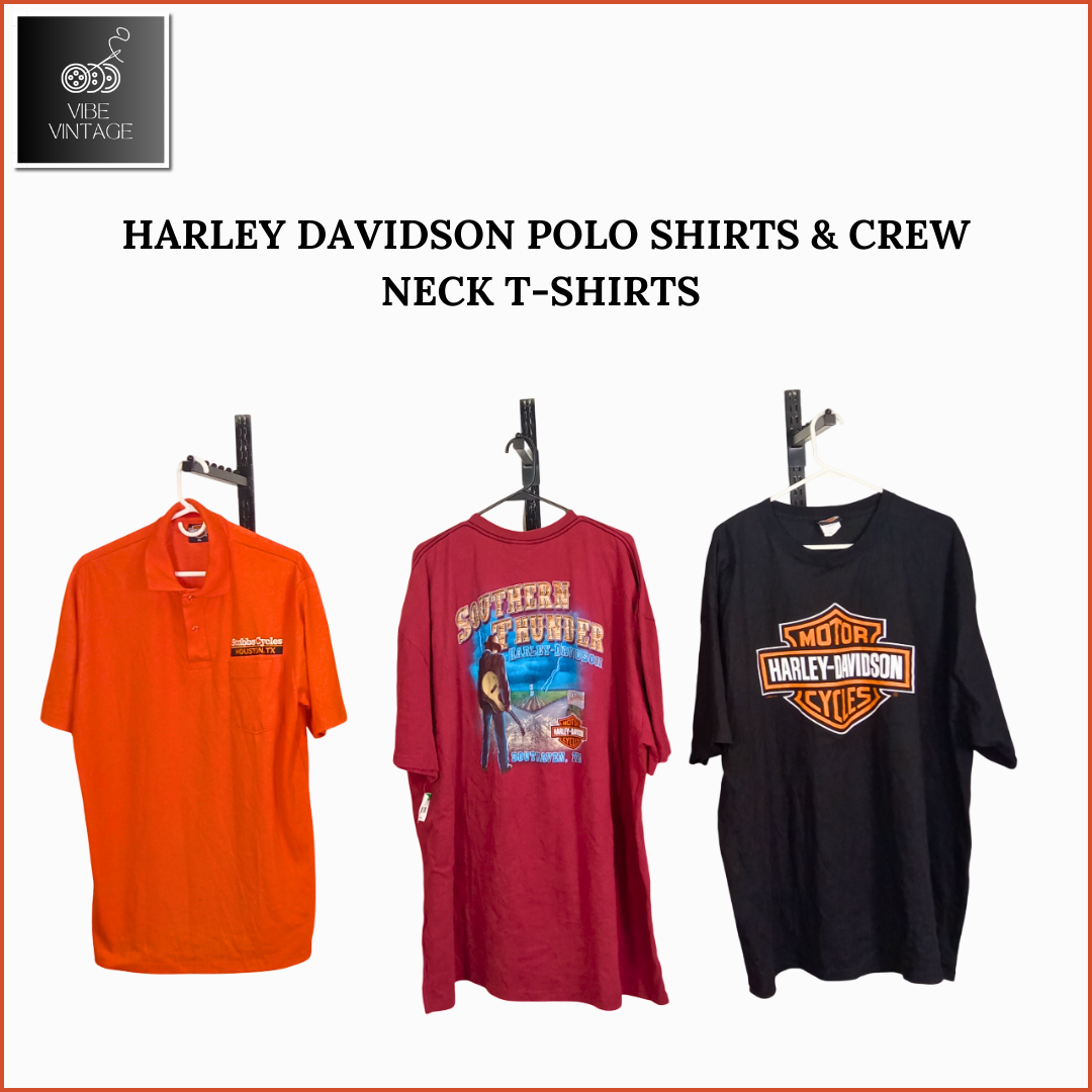 HARLEY DAVIDSON POLOSHIRTS & RUNDHALS T-SHIRTS - 19 STÜCK (BUNDLE 1)