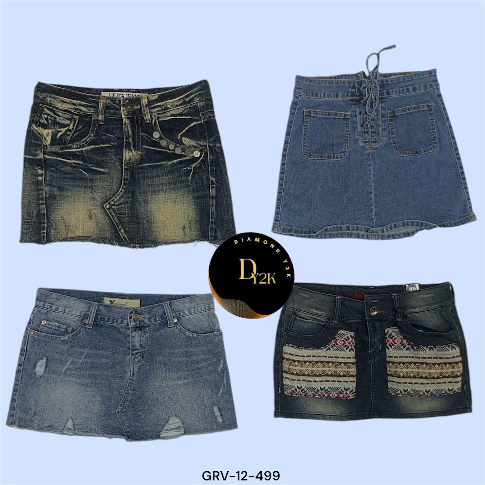 Retro Y2K Denim Mini Skirt - Wet Seal & More (GRV-12-499)