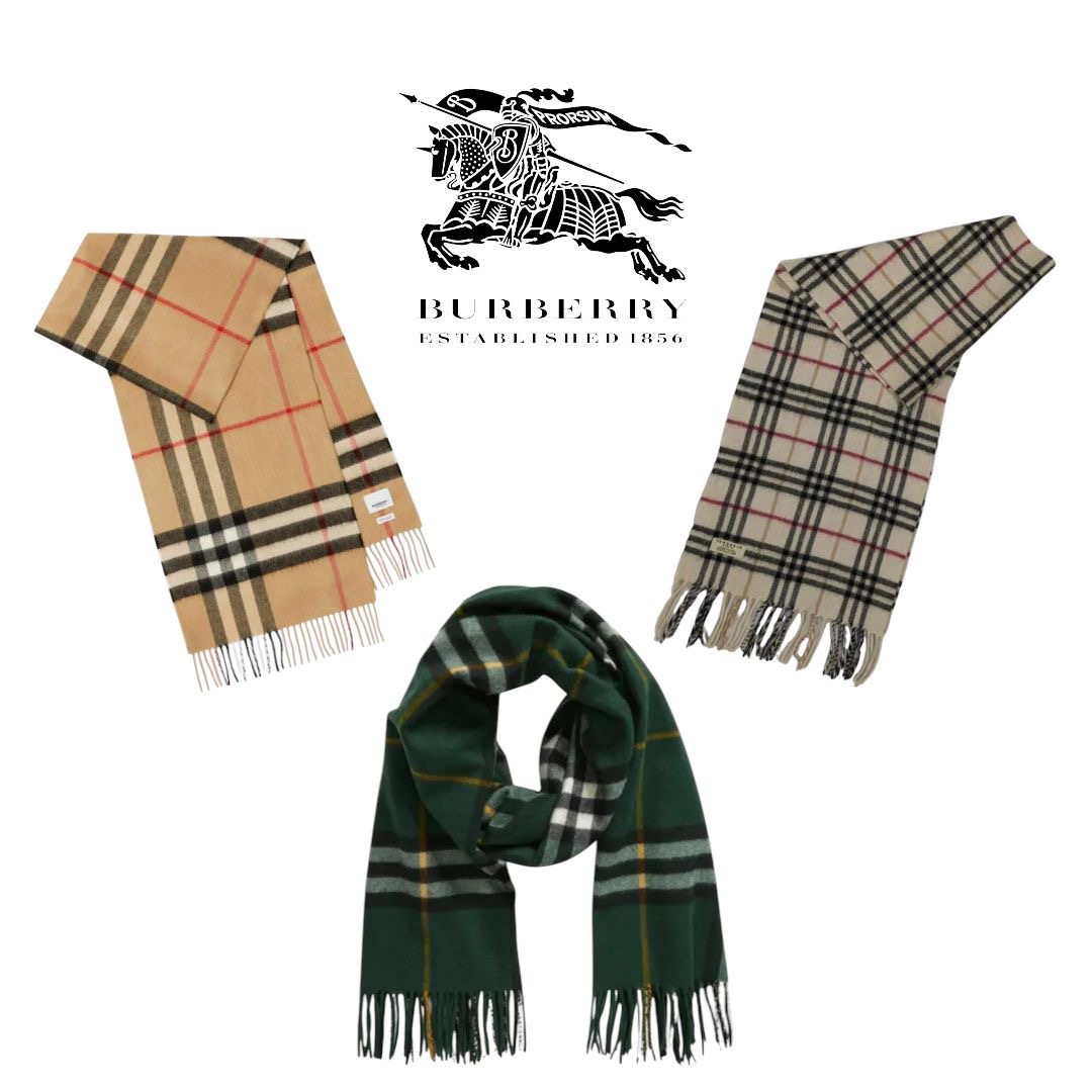 Burberry Scarves – 100% Authentic Cashmere/Wool Y2K: 10 Pcs