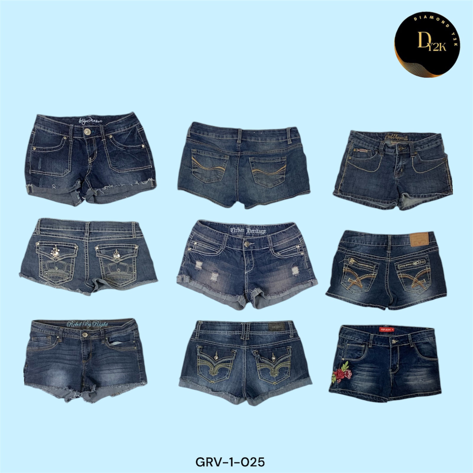 Shorts de Denim Vintage Y2K - Ultra Mini Tendência (GRV-1-025)