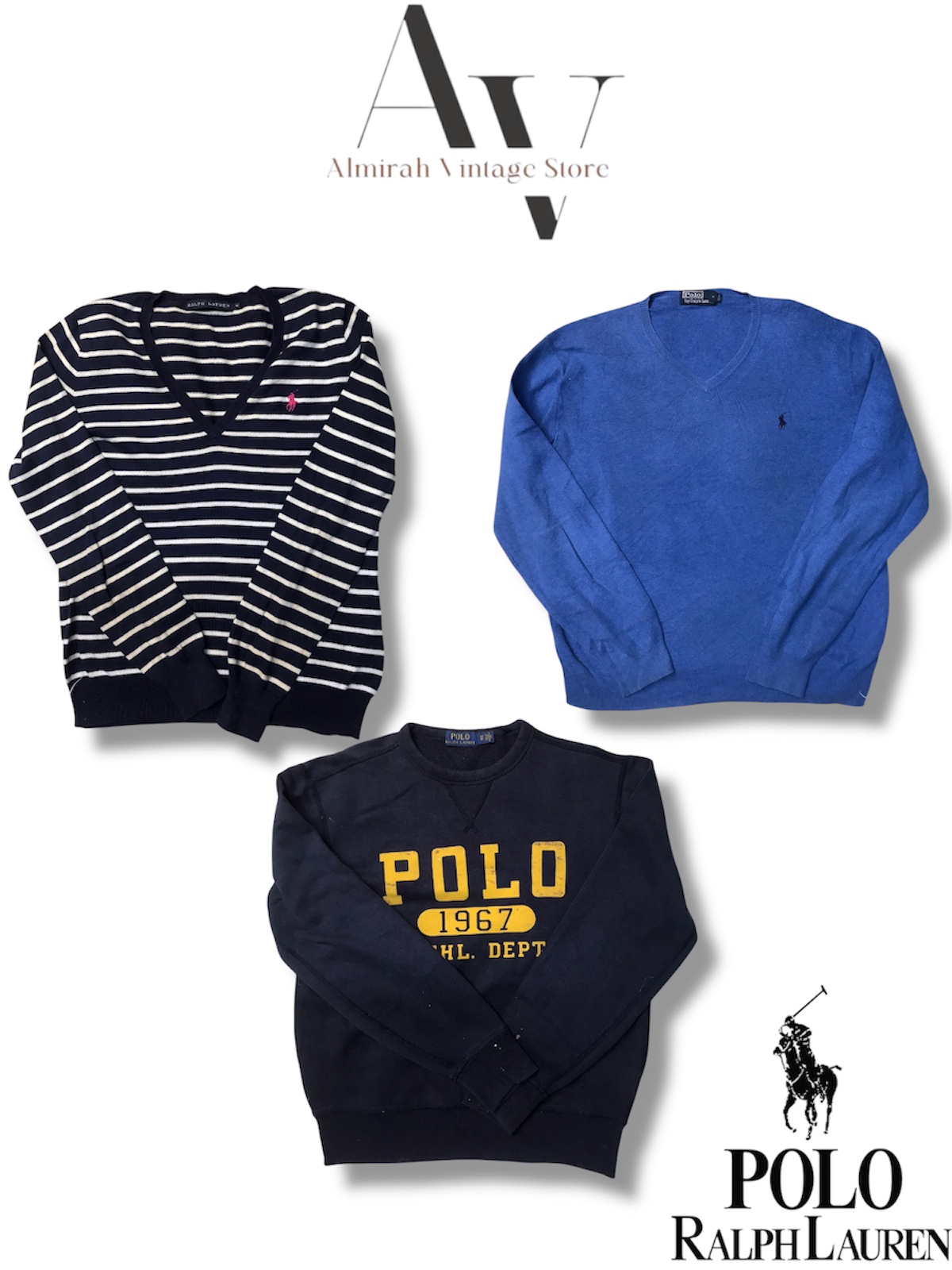 Polo ralph lauren crew and V neck sweatshirts 12 pcs