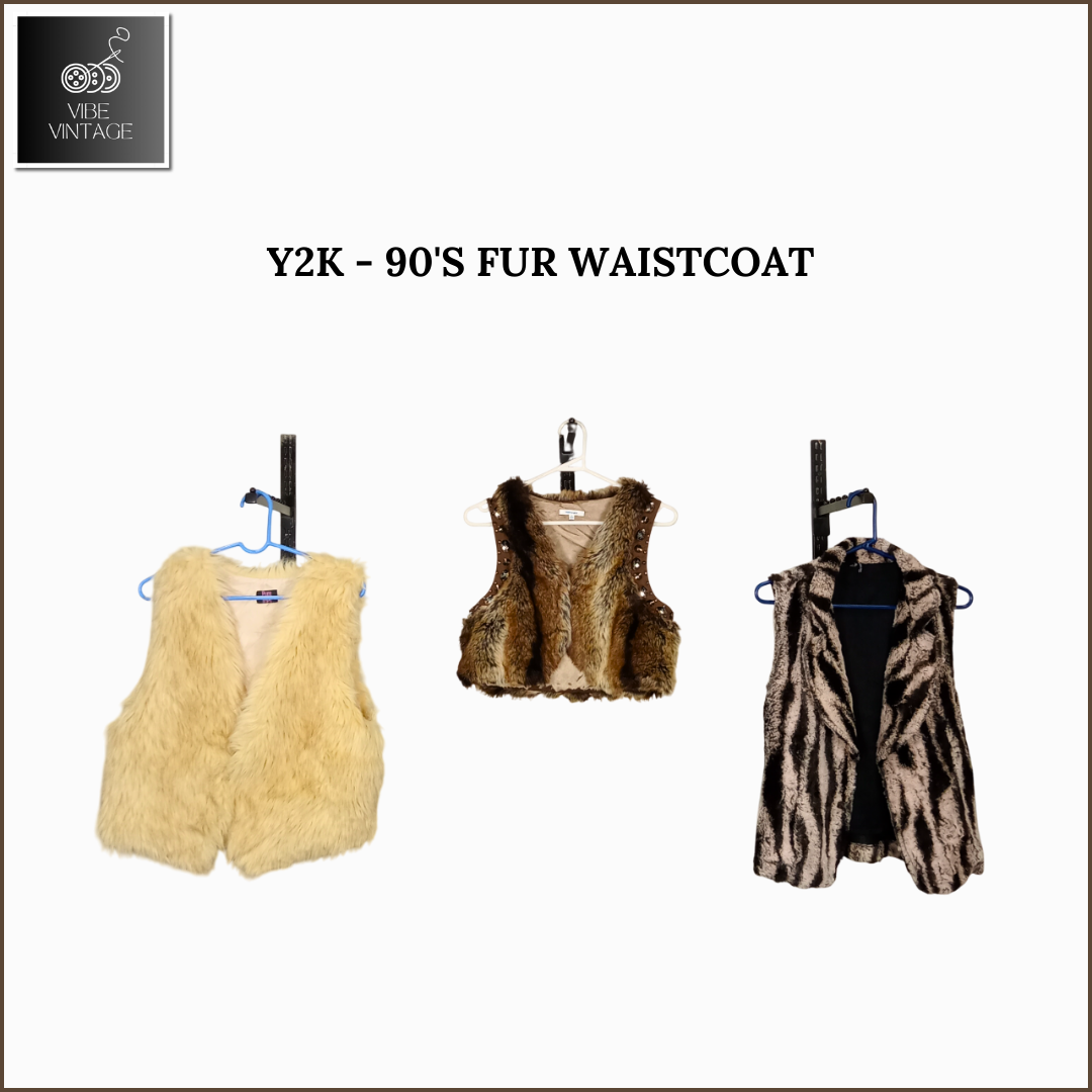 Y2k - GILETS EN FOURRURE DES ANNÉES 90 - 10 PIÈCES