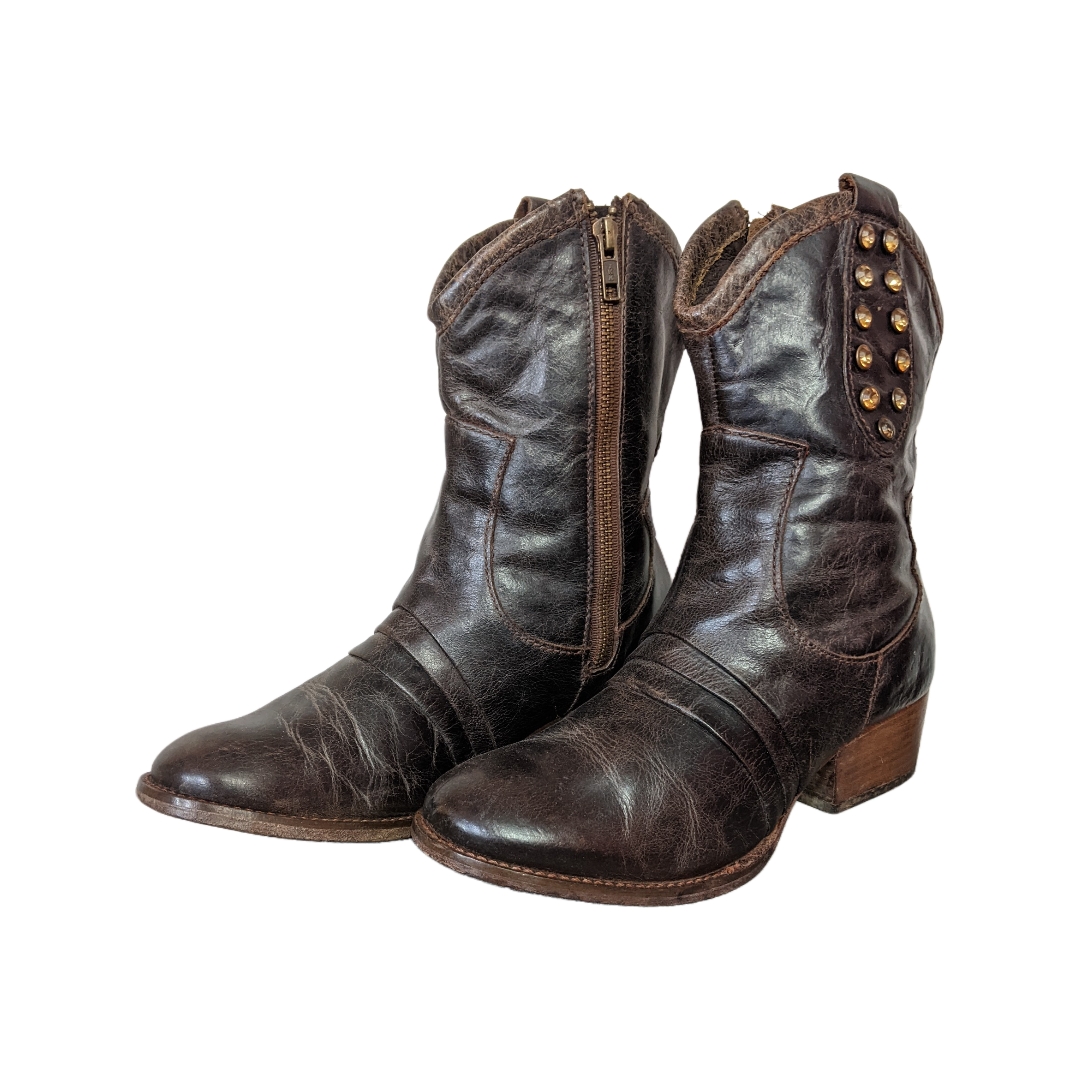 MV175#Billy Short Cowboy Western Ankle Boots