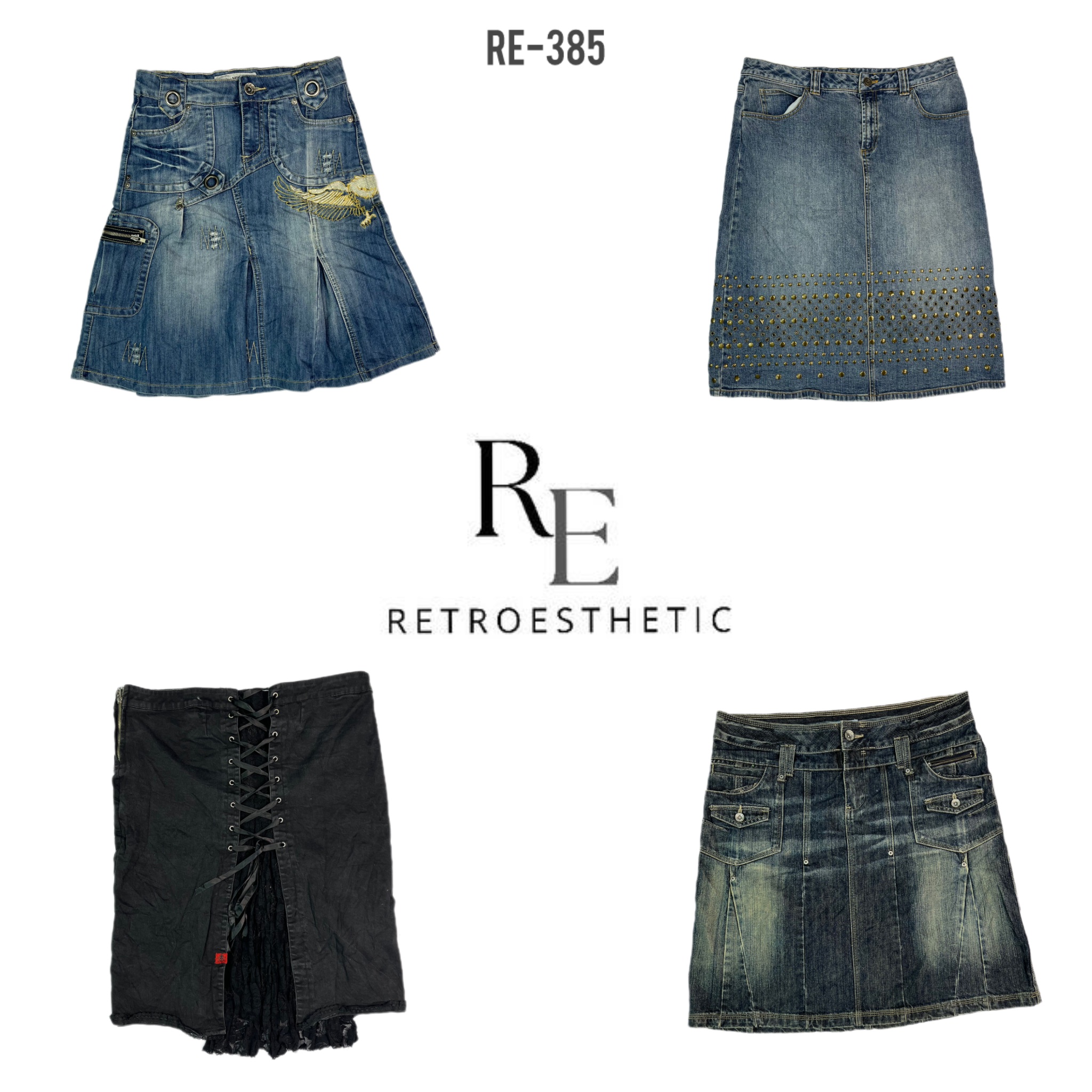 Y2K Einzigartige Denim Midi-Röcke (RE-385)