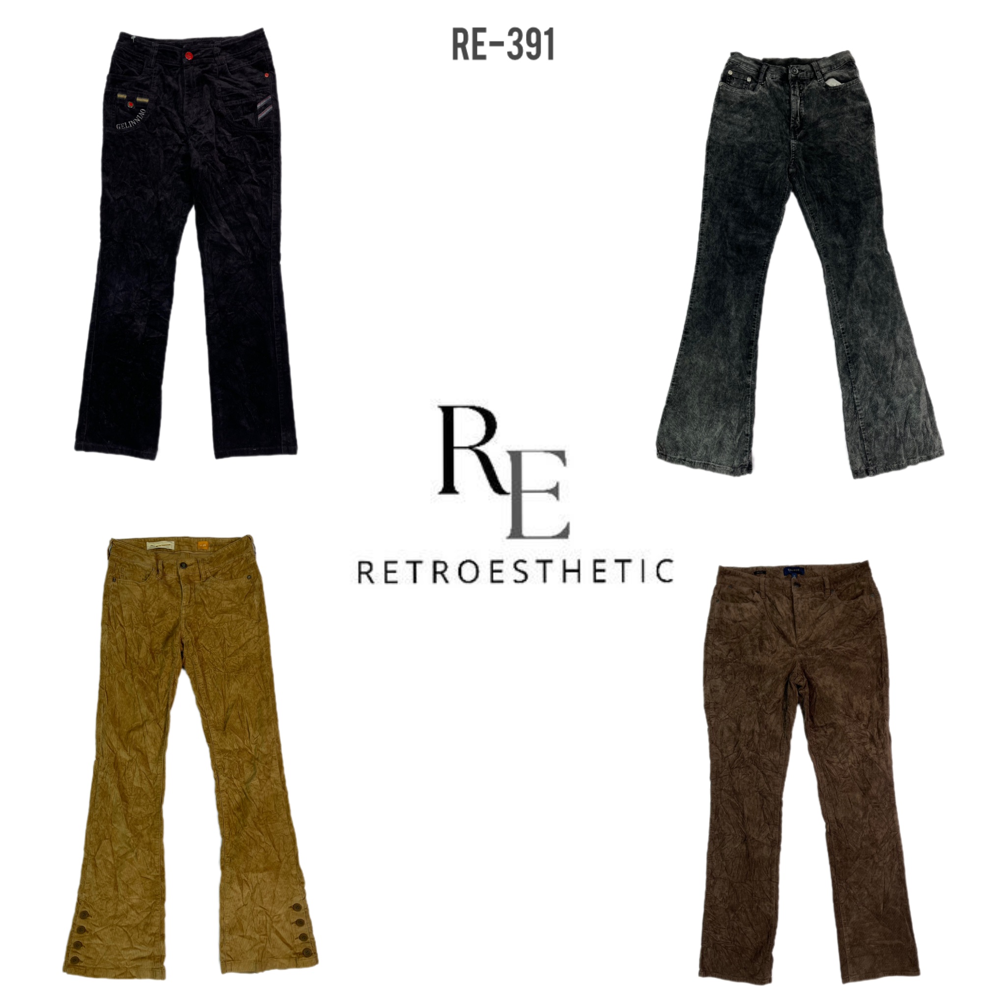 Y2K Corduroy Flared Pants (RE-391)