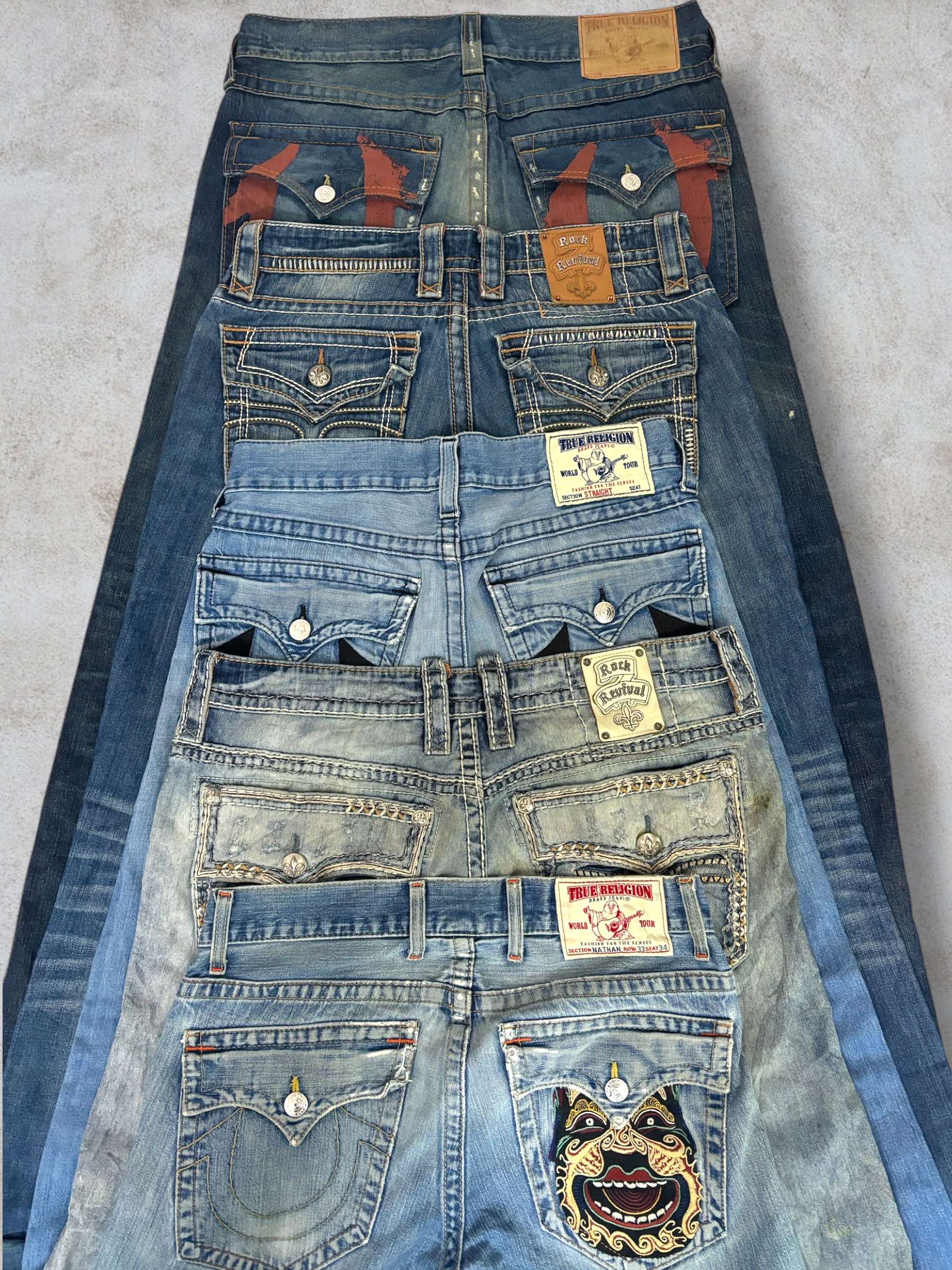 Jeans Rock Revival True Religion pour hommes 30 Pcs (C19)