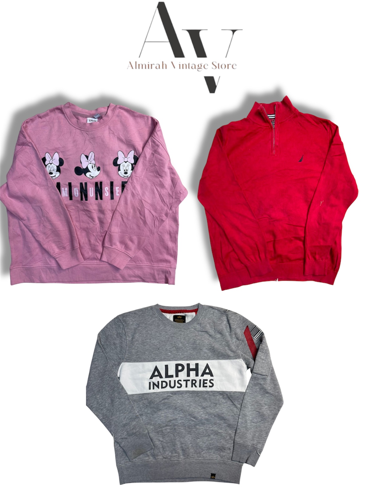 Chaps, Alpha, Puma, Nautica, CK, Disney, Dockers Sweatshirts und Halbreißverschluss.