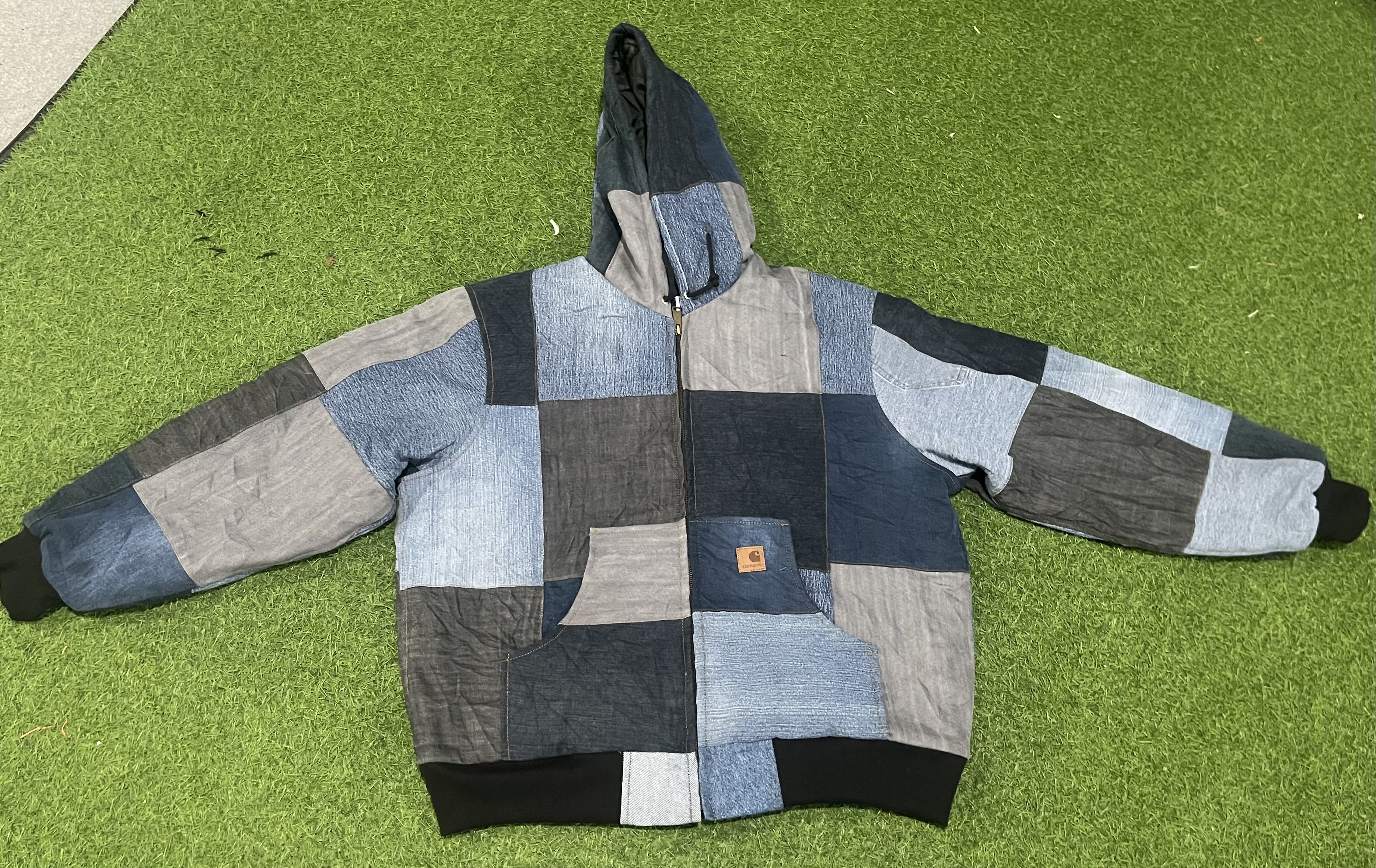 Carhartt rework style denim hoodie jacket