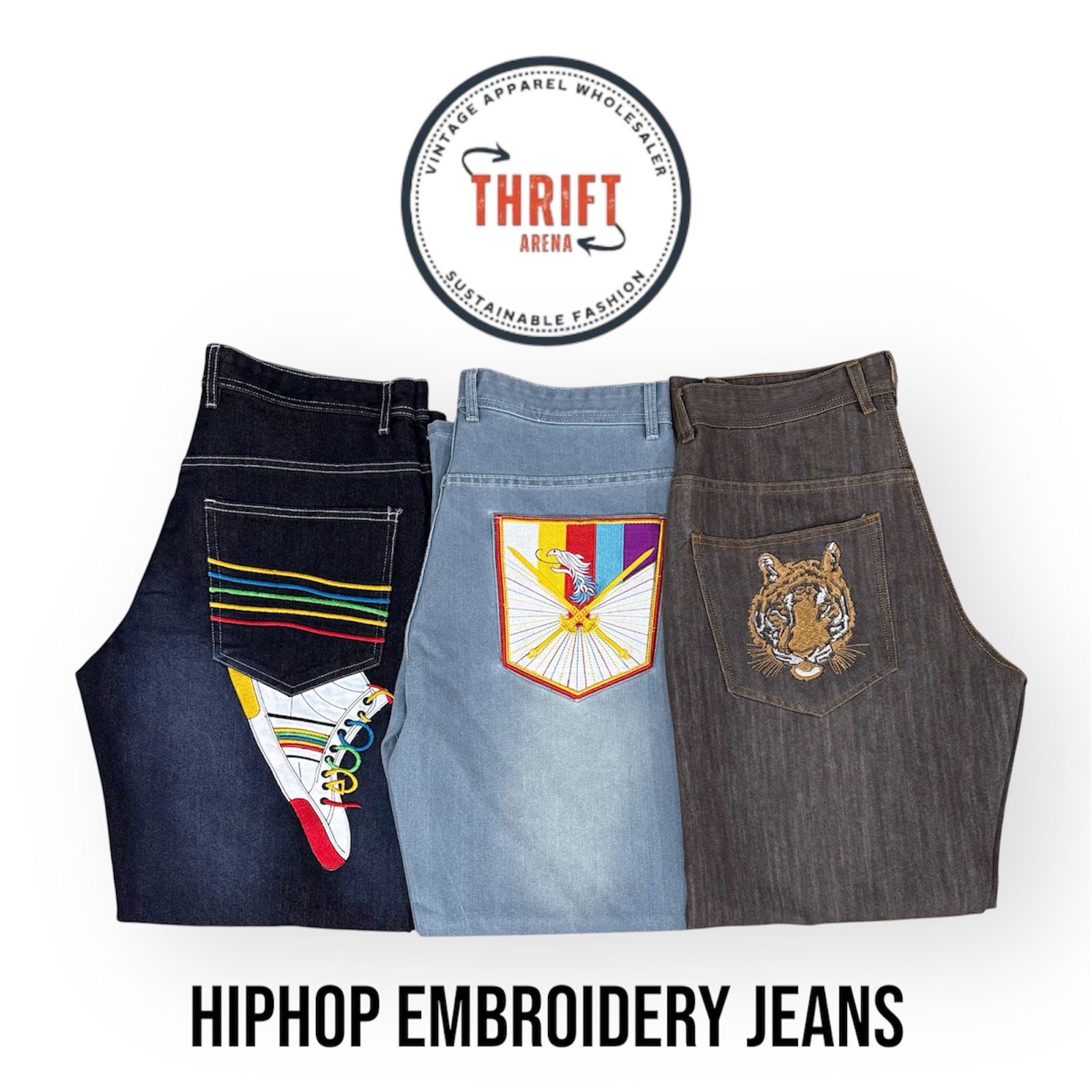 #VV651 Jeans en broderie hip hop 10 pcs