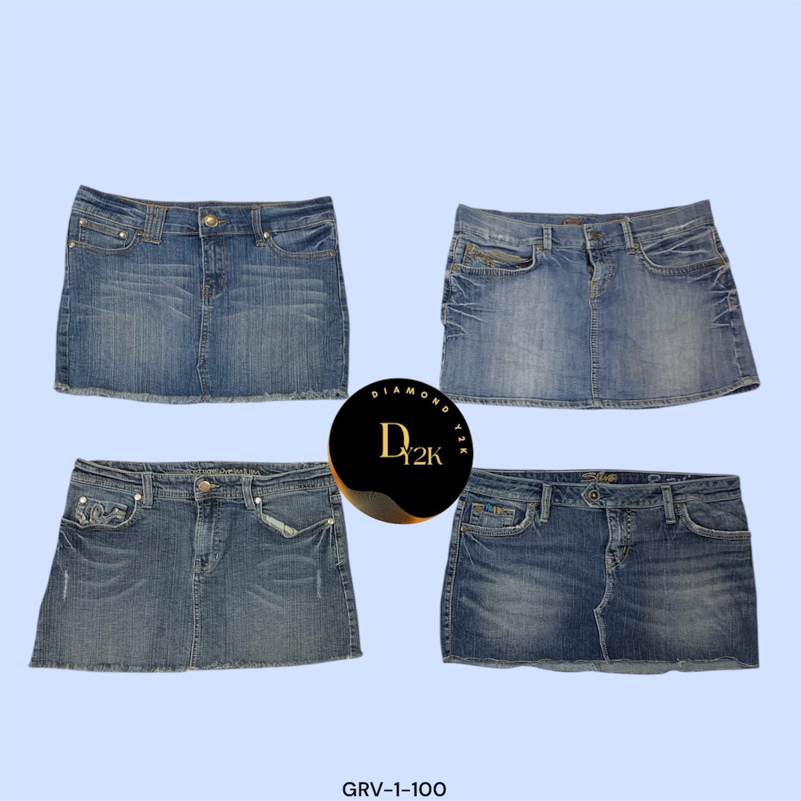 Y2K Flawless Denim Mini Skirt – Classic Meets Cool (GRV-1-100)