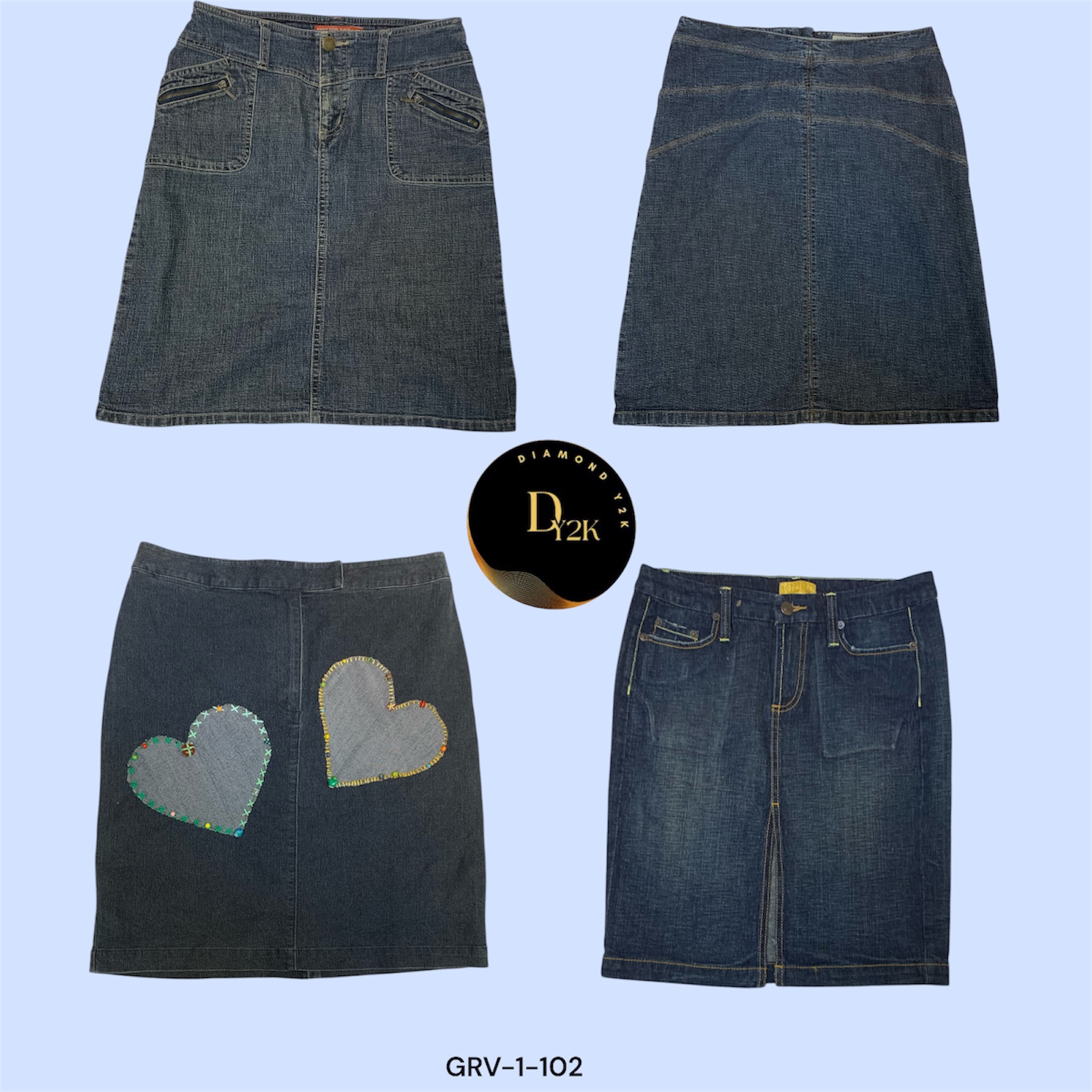 Classic Y2K Denim Midi Skirt (GRV-1-102)