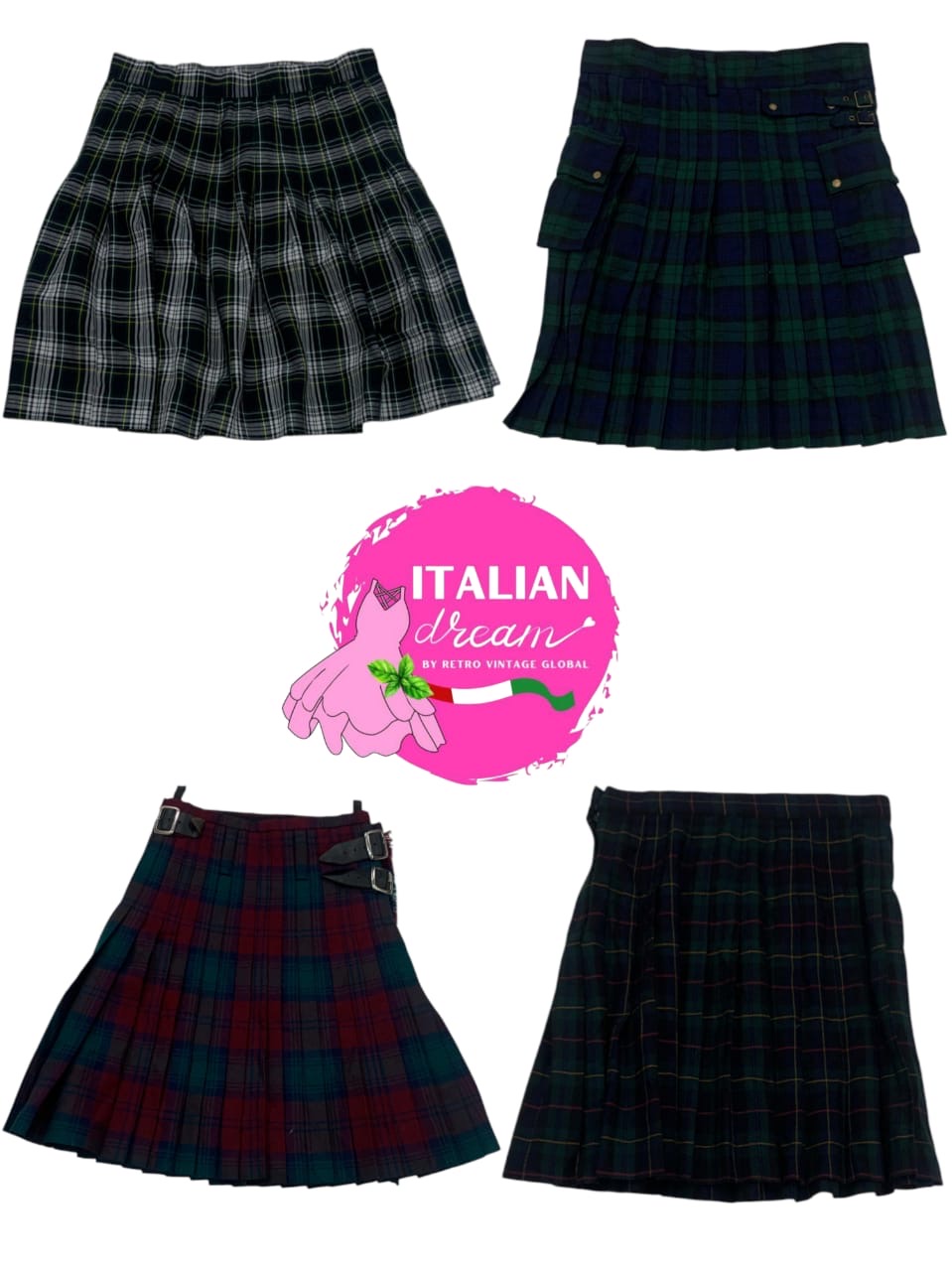 Y2K Box Pleated Wool Skirts