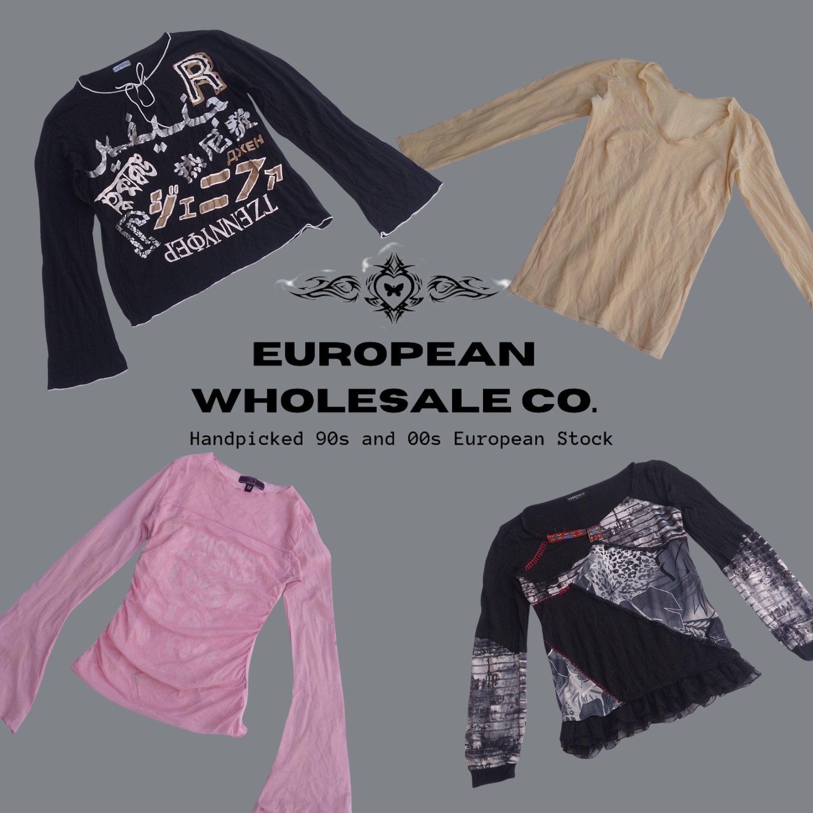 90s European Graphic Long Sleeve Tops Mix (TEC018)