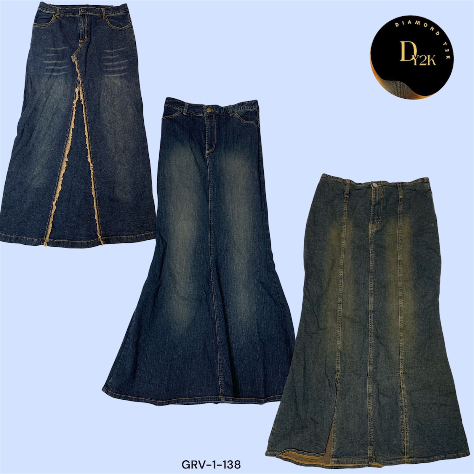 Y2K Denim Long Skirt Collection - Effortless Cool (GRV-1-138)