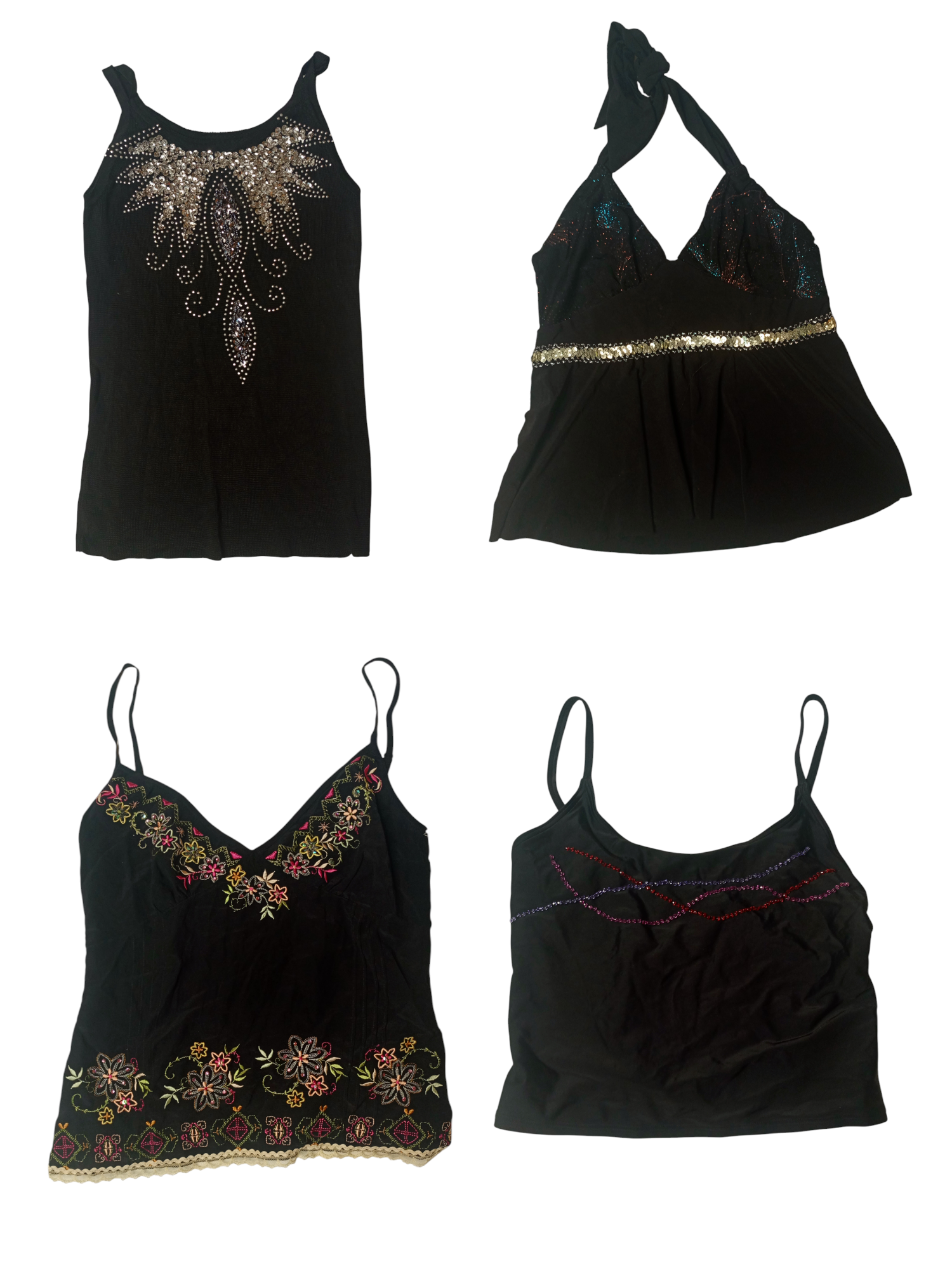 Y2K Grunge Goddess Black Cami Tops (TS-219)