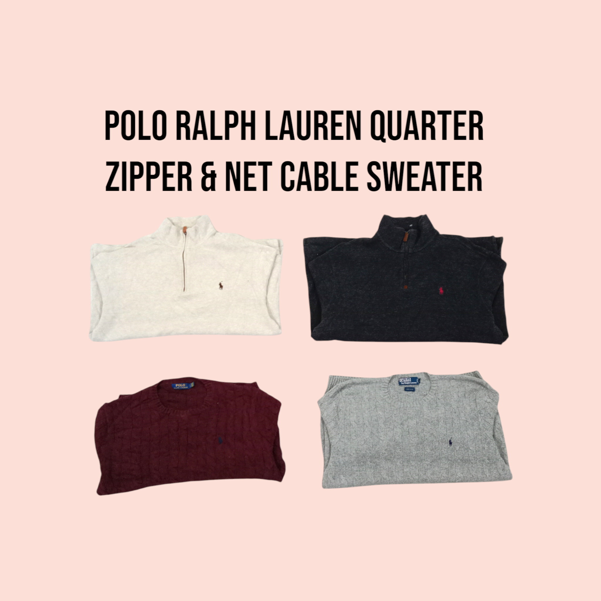 Polo Ralph Lauren Quater Zipper and Net Cable Sweater