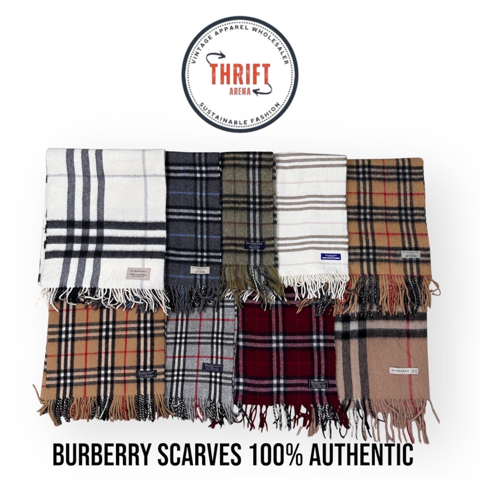 #VV670 Écharpes Burberry 100% Authentiques Cachemire/Laine 50PCs