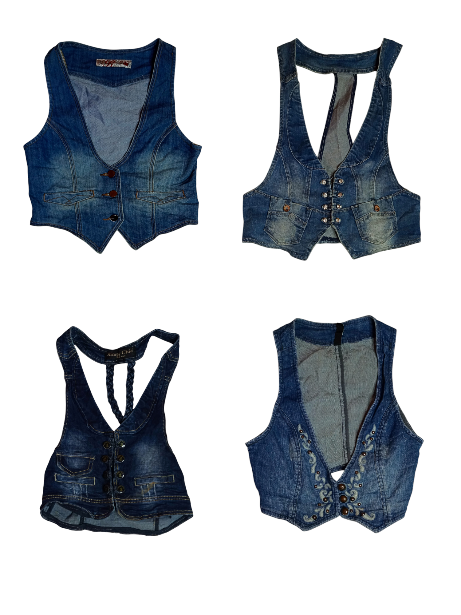 Y2k Paris Hilton Era Denim Waistcoats (Ts-225)