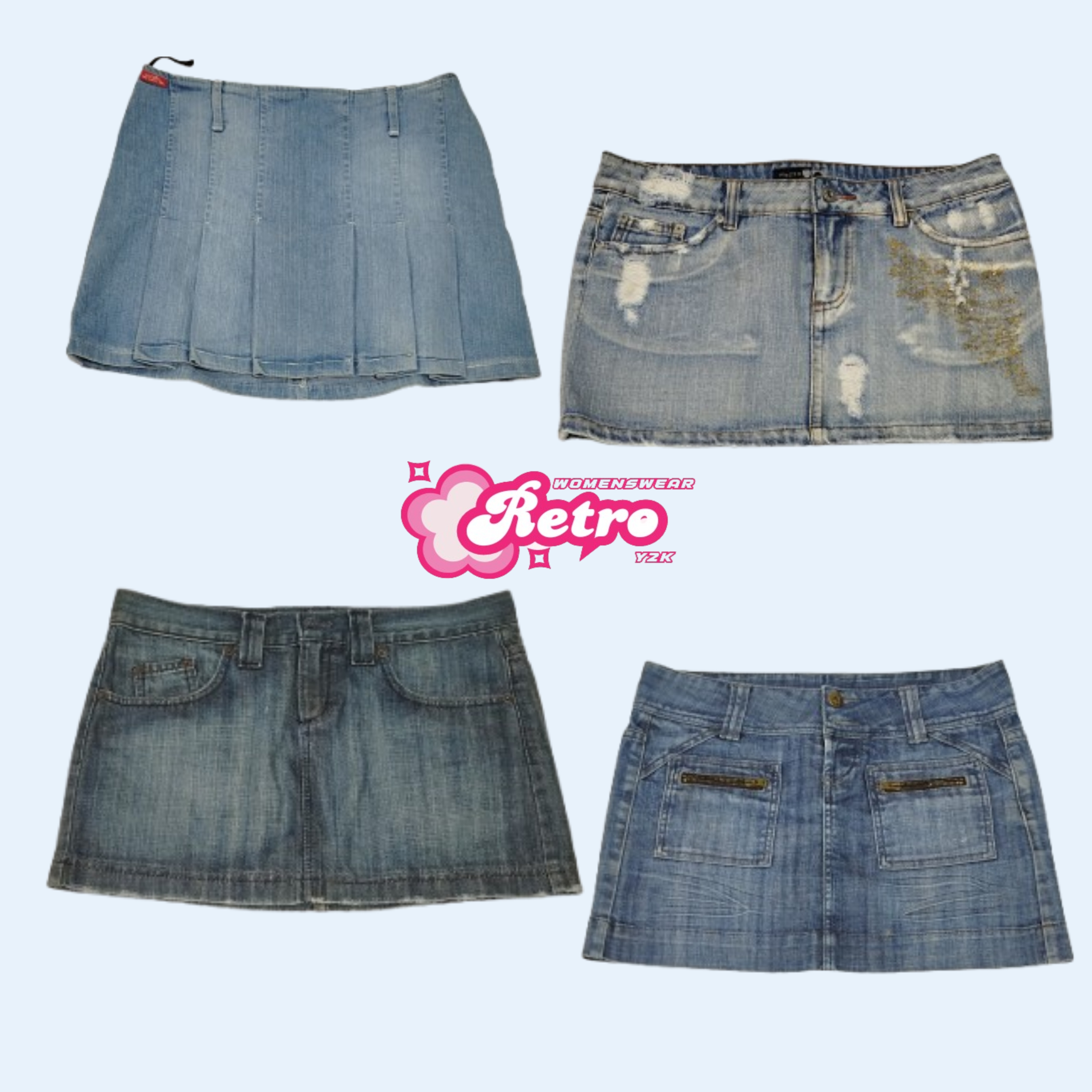 Y2K Unique Denim Micro Mini Skirts (Jan-48)