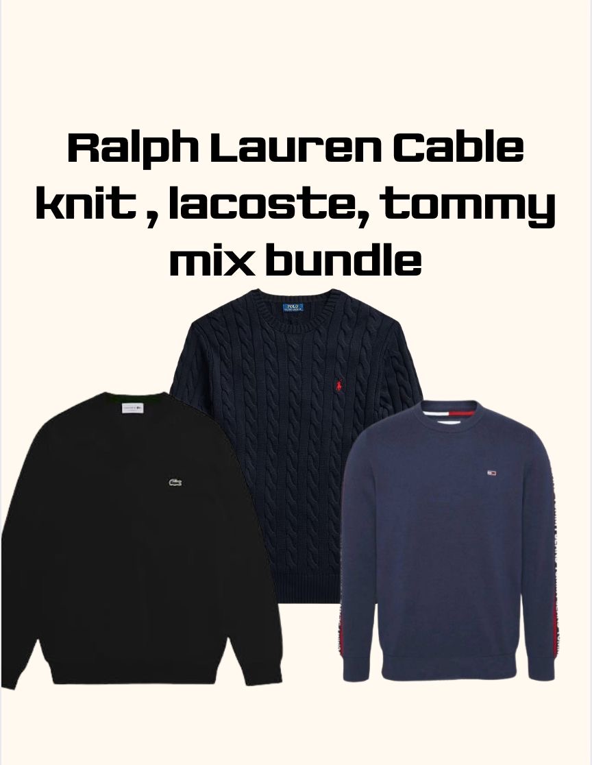 Ensemble mixte Ralph Lauren en tricot à torsades, Lacoste, Tommy