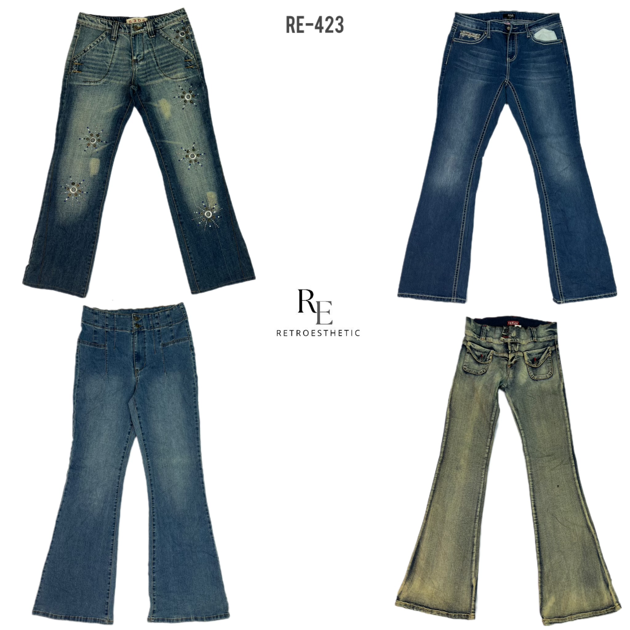 Y2K Embellished Denim Jeans (RE-423)