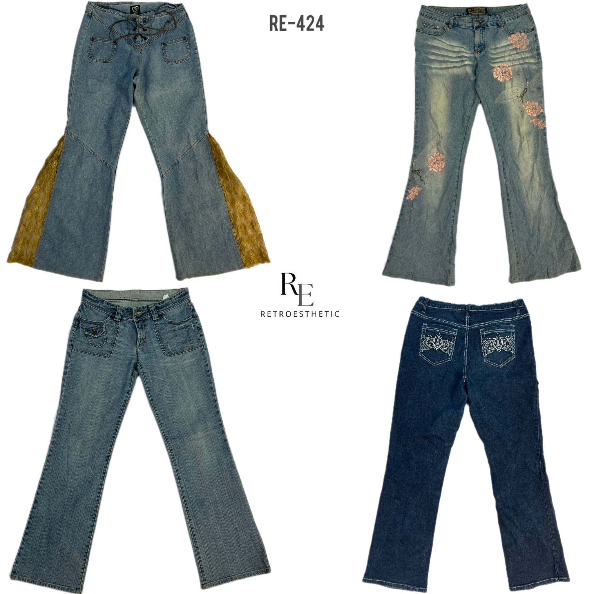 Y2K Unique Style Denim Jeans (RE-424)