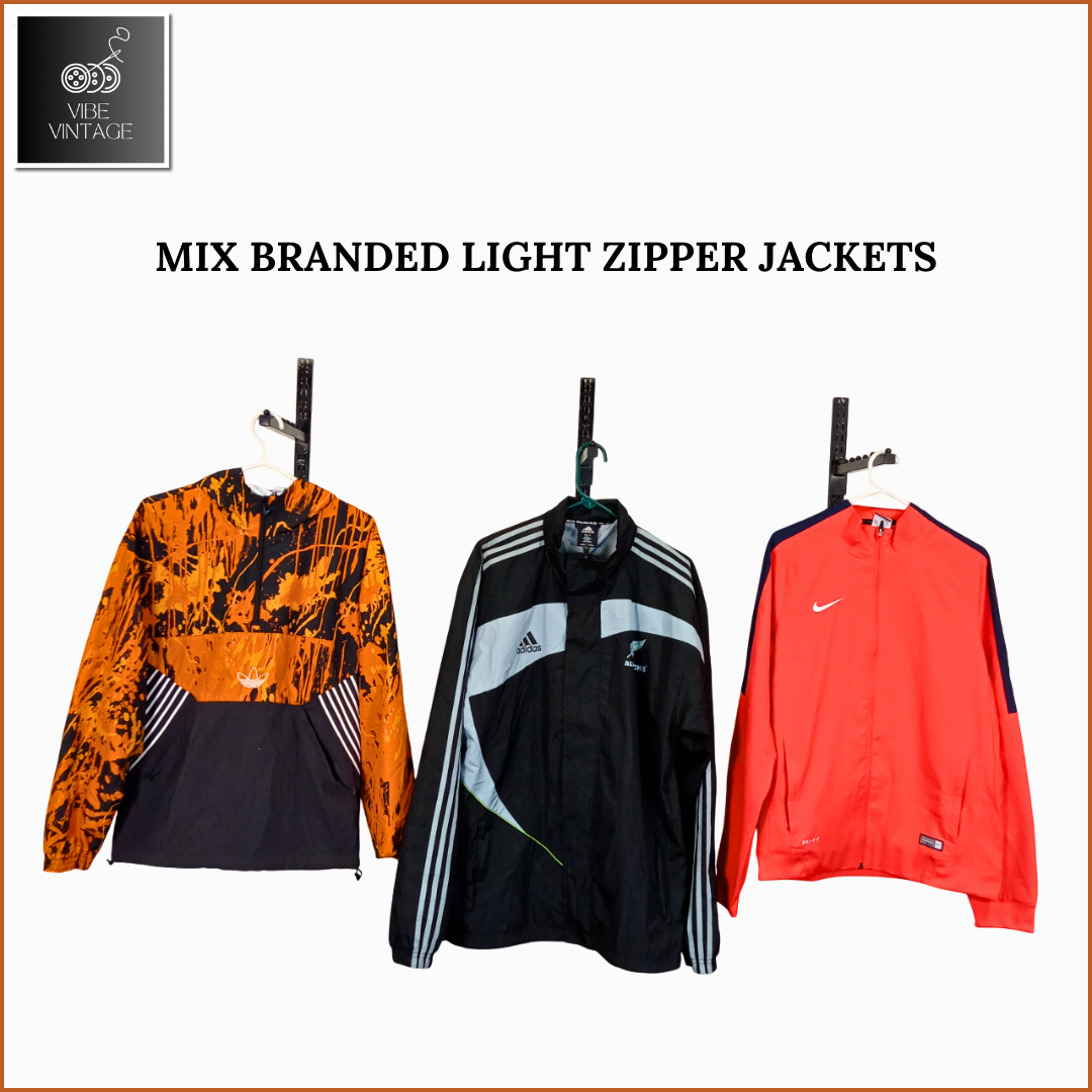 MIX BRANDED LIGHT ZIPPER JACKETS - 15 PCS