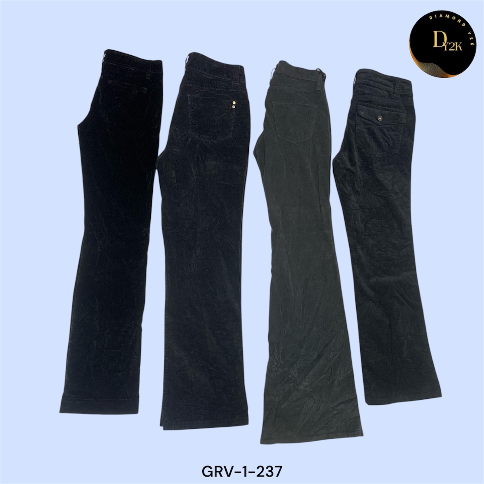 Y2K Classic Black Corduroy Trousers (GRV-1-237)