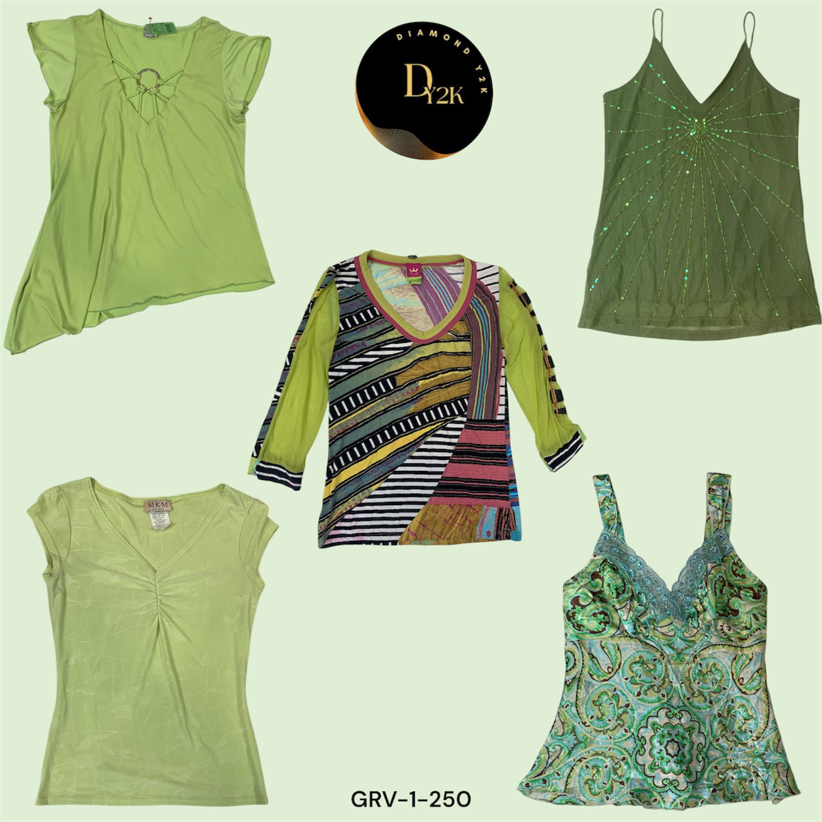 Y2K Green Poly Blouse - save the queen & more (GRV-1-250)