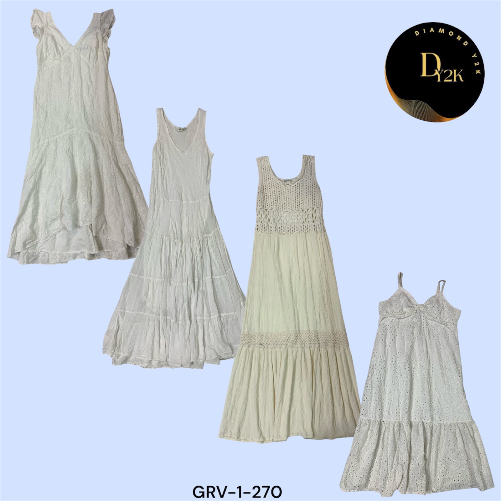 Robe blanche en coton minimaliste Y2K (GRV-1-270)