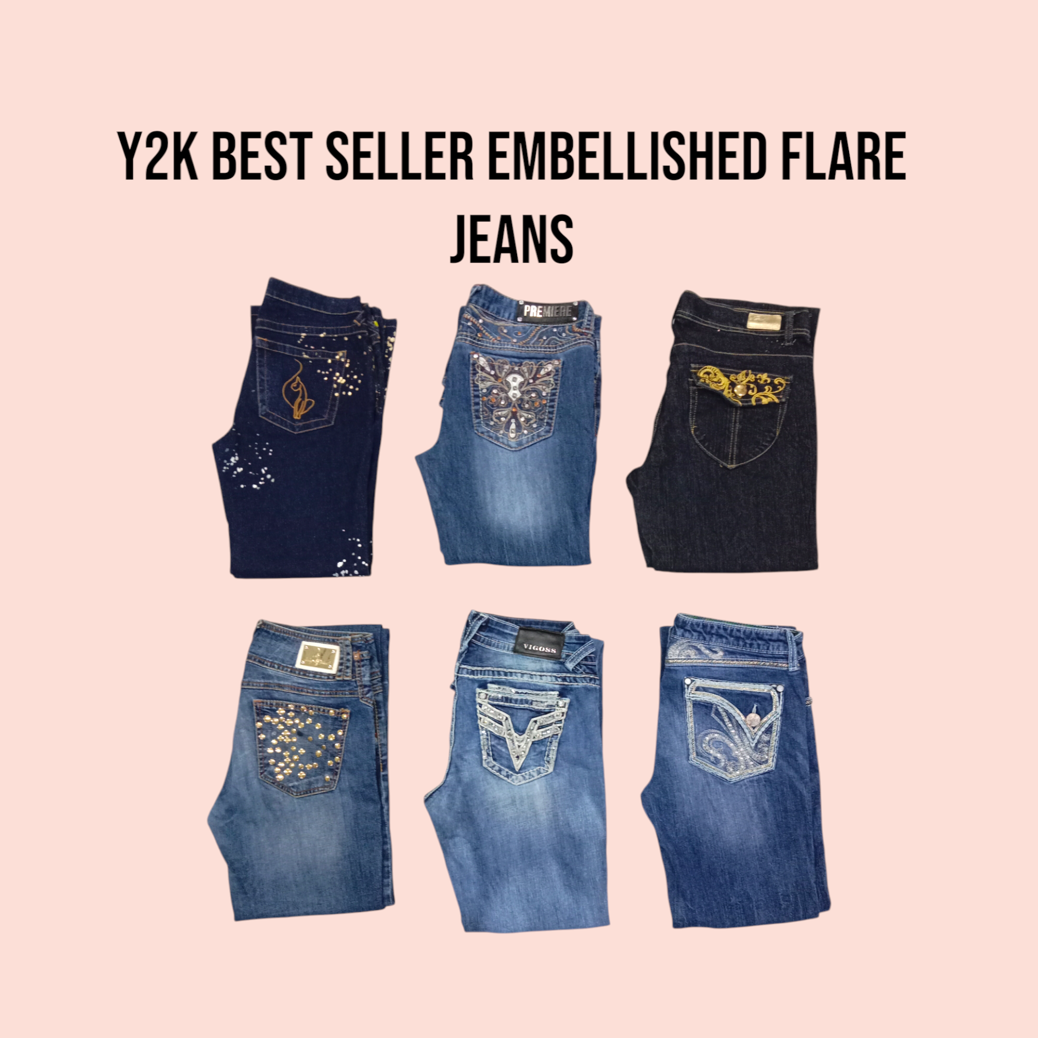 Y2k Bestseller Verzierte Schlagjeans