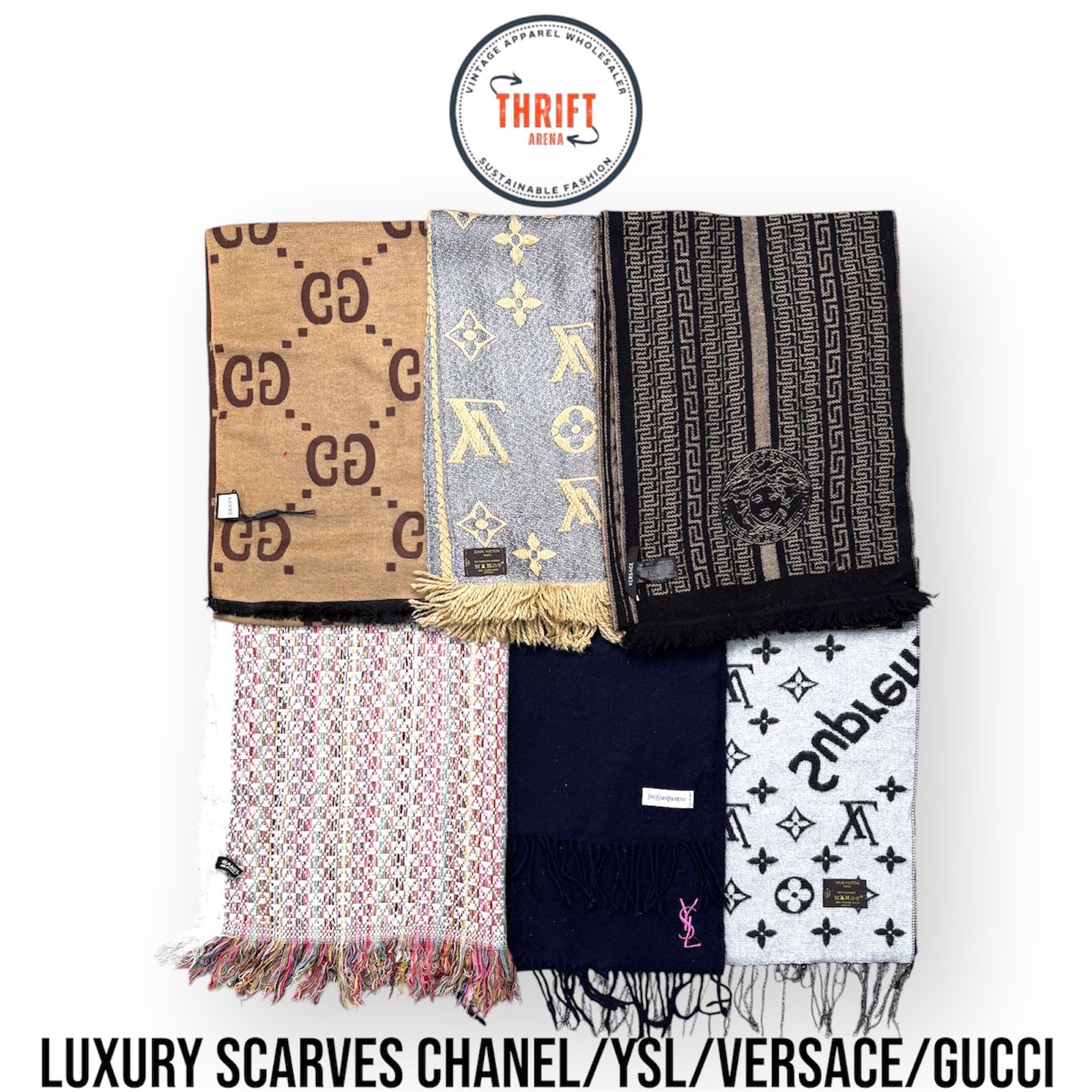 #VV724 Luxusschals Chanel/YSL/Versace/Gucci 20 Stück