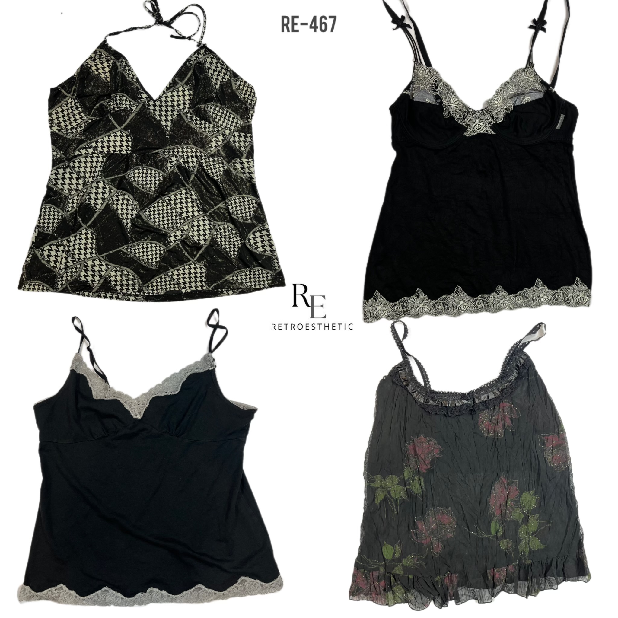 Y2K Black Rave Cami Tops (RE-467)