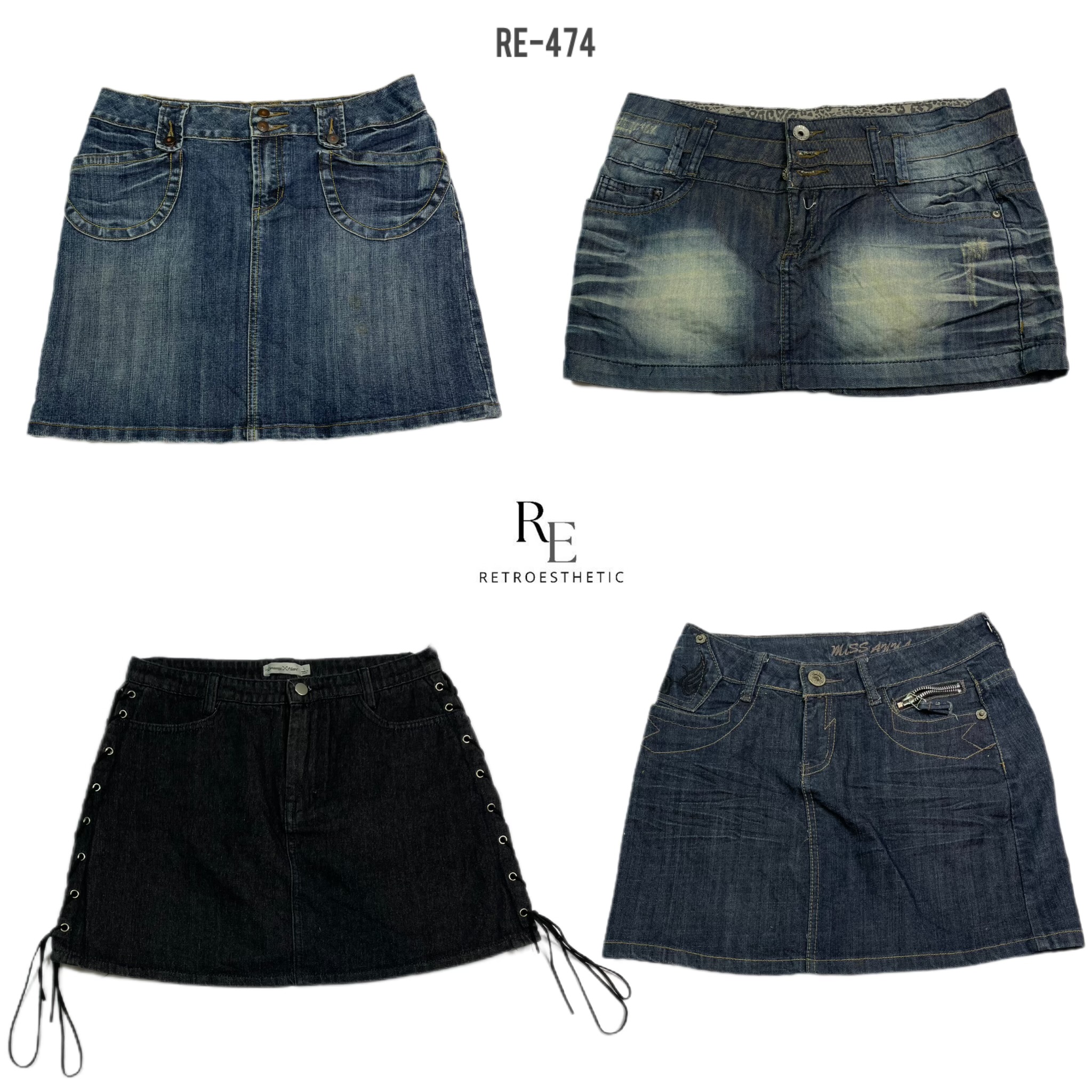 Y2K Einzigartige Denim Mini-Röcke (RE-474)