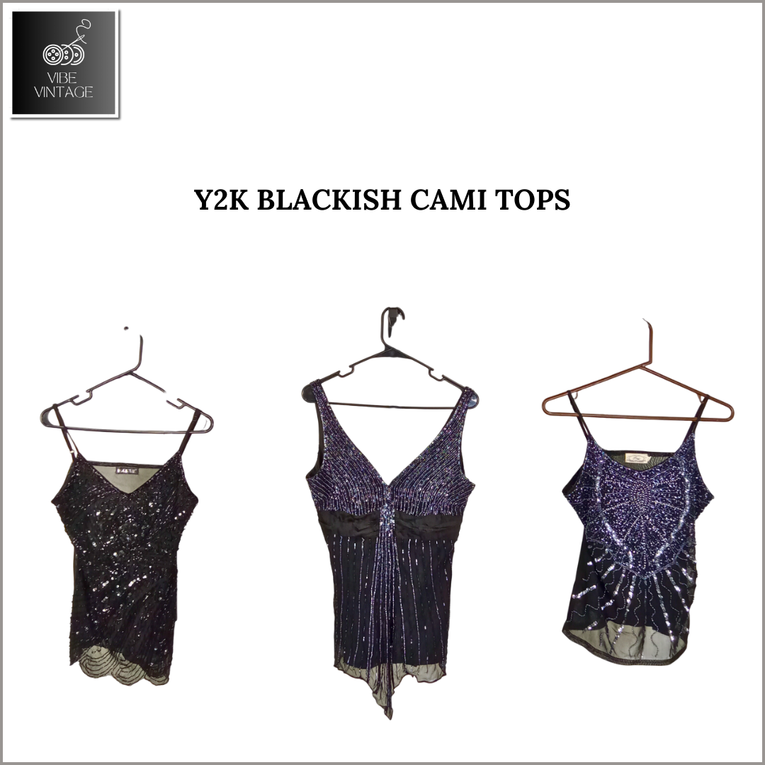 Y2K BLACKISH CAMI TOPS - 15 STÜCK