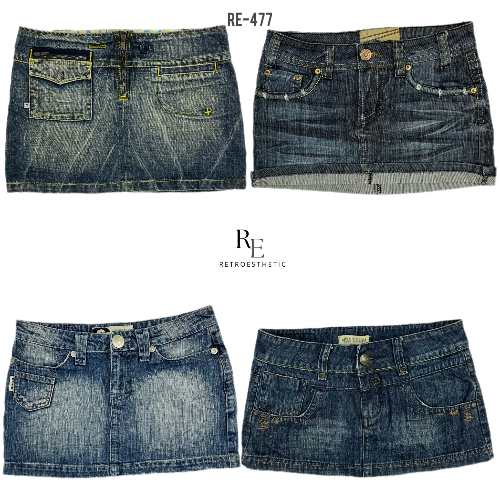 Y2K Paris Hilton Era Denim Micro Mini Skirts (RE-477)