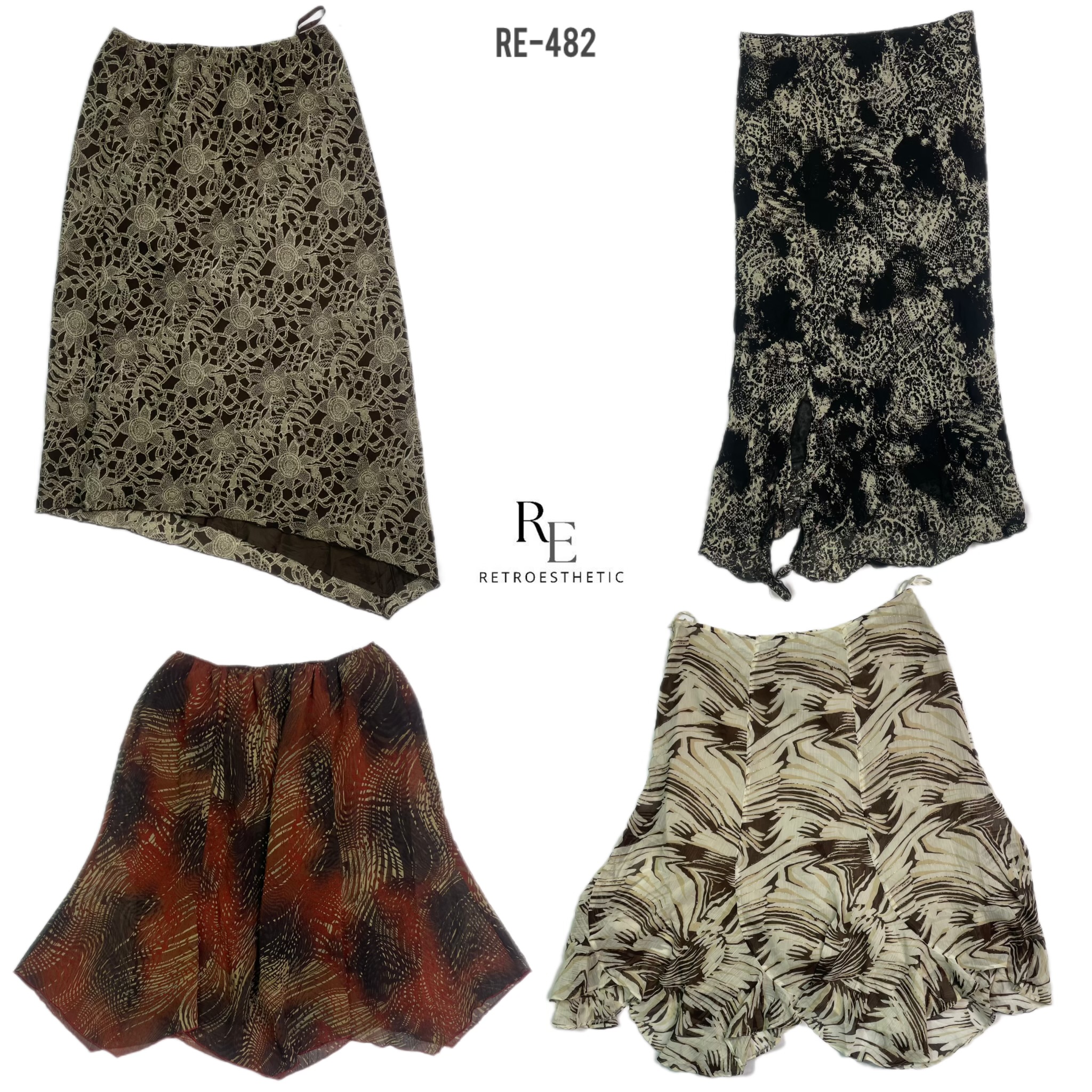 Y2K Earthy Tone Poly Skirts (RE-482)