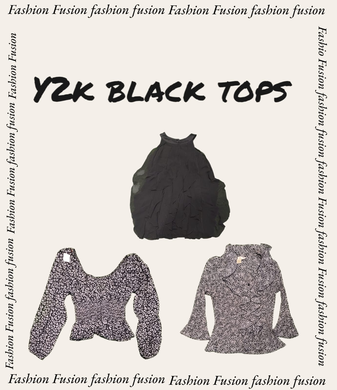 Y2k black theme tops (FF-482)