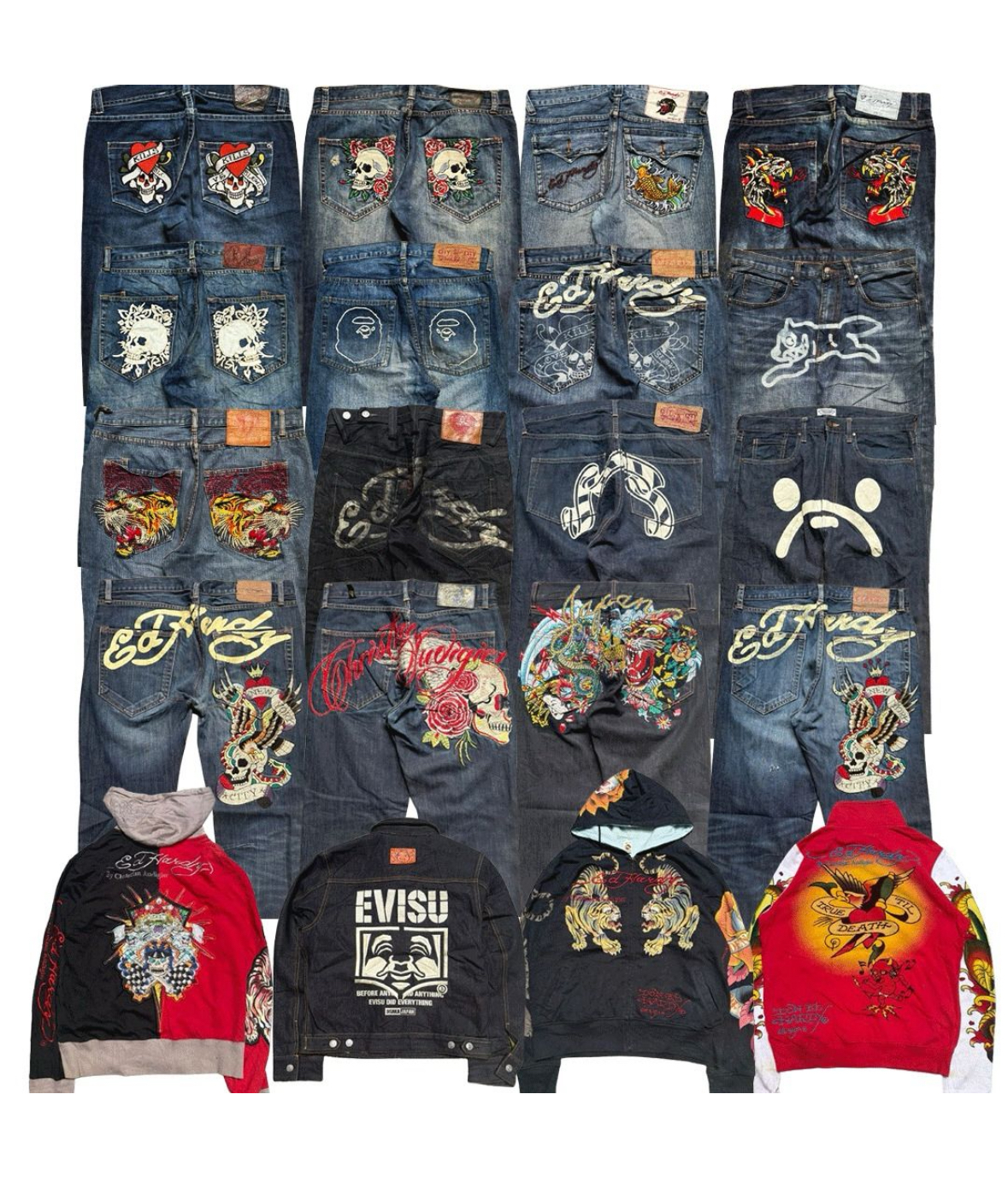 EN GROUPES D'EDHARDY, BAPE, EVISU, BBC Jeans et Vestes