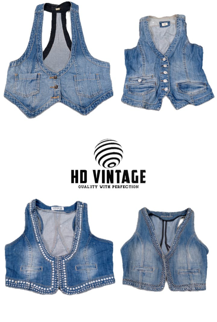 HD624 Ladies Y2K Denim Vests - 16 pcs