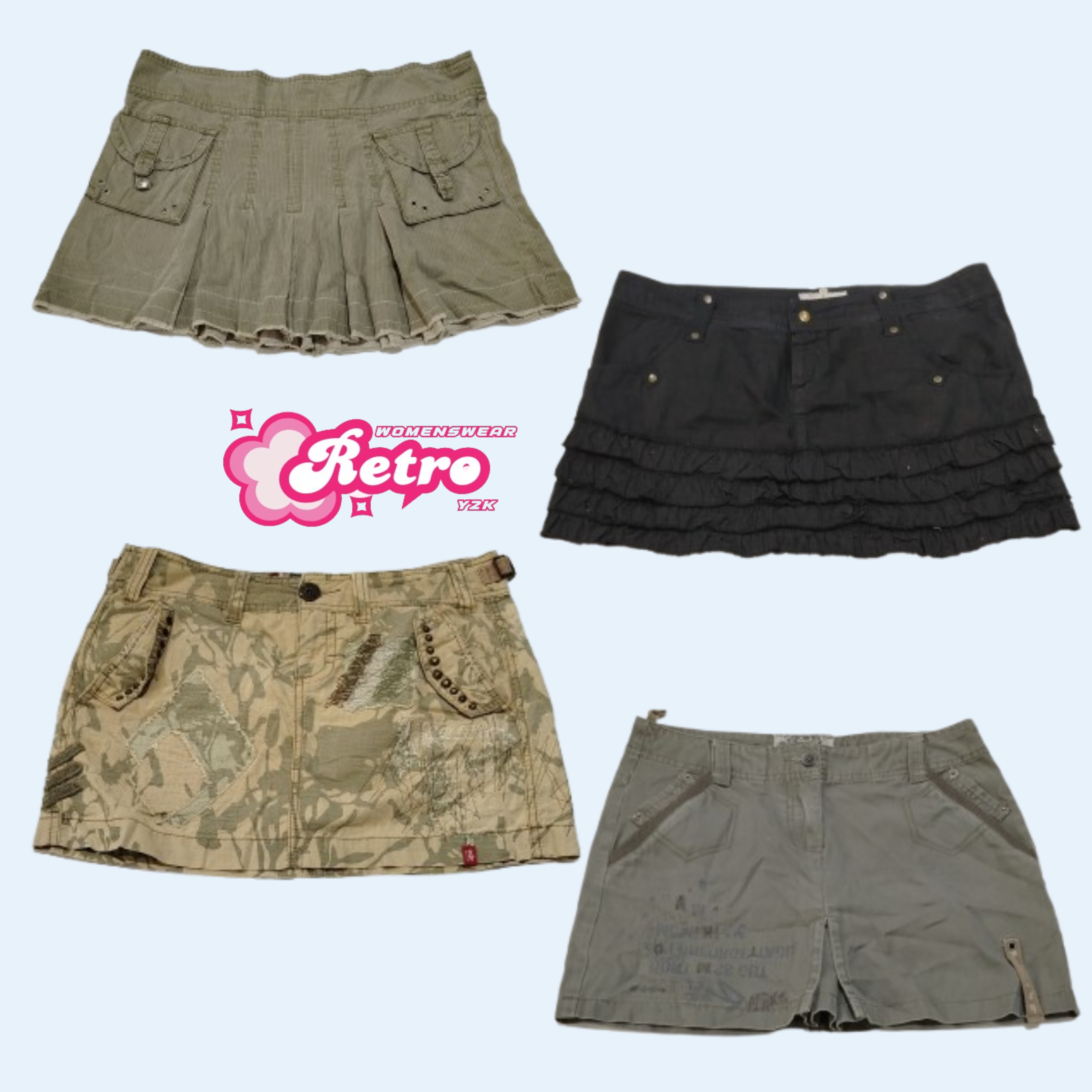 Y2K European Cargo Mini Skirts ( Feb-001)