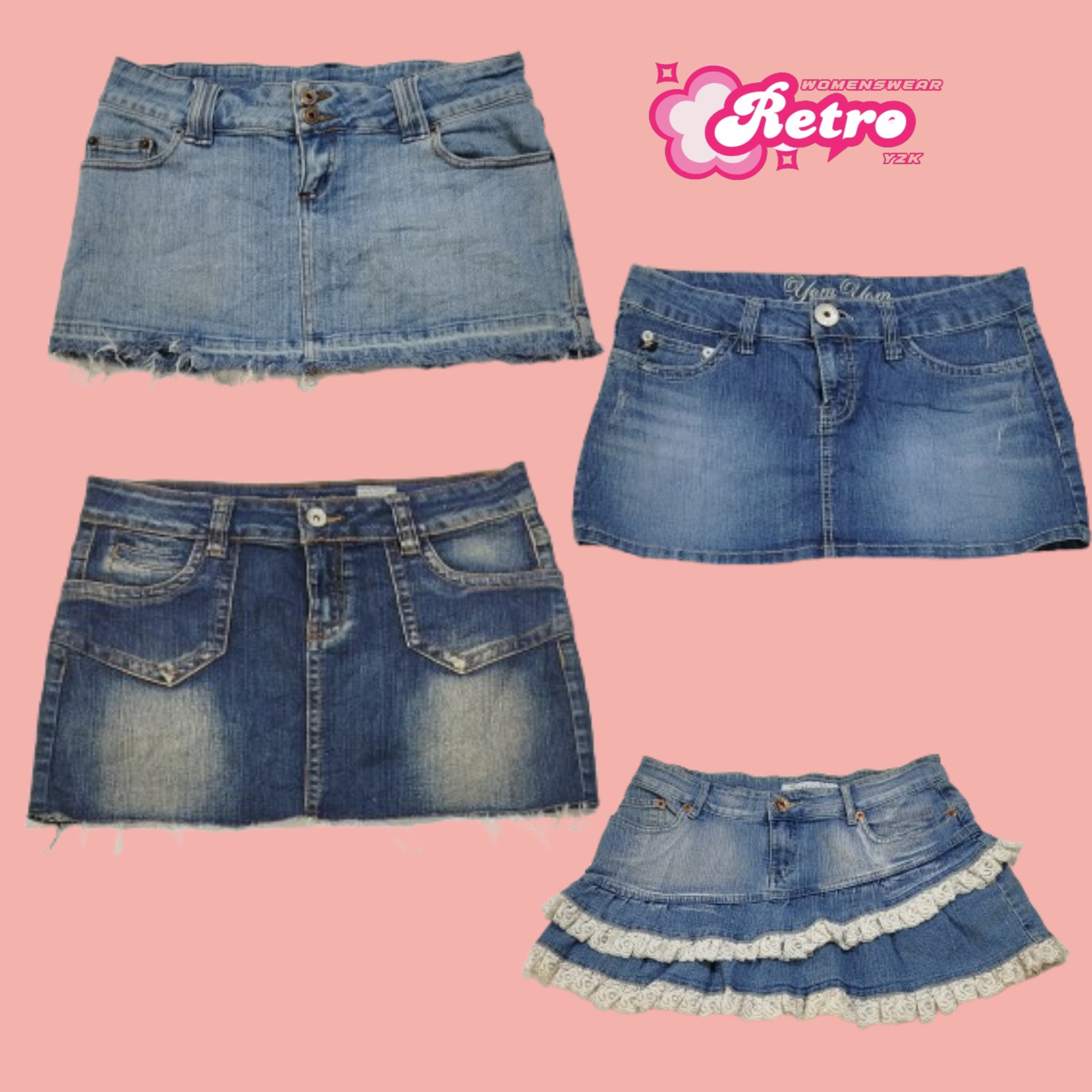 Jupes mini en denim best-sellers Y2K (Feb-005)