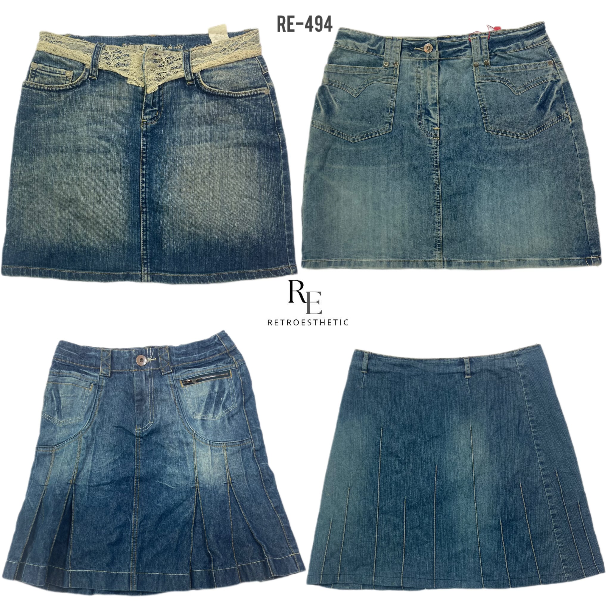 Y2K Midi Denim Skirts (RE-494)