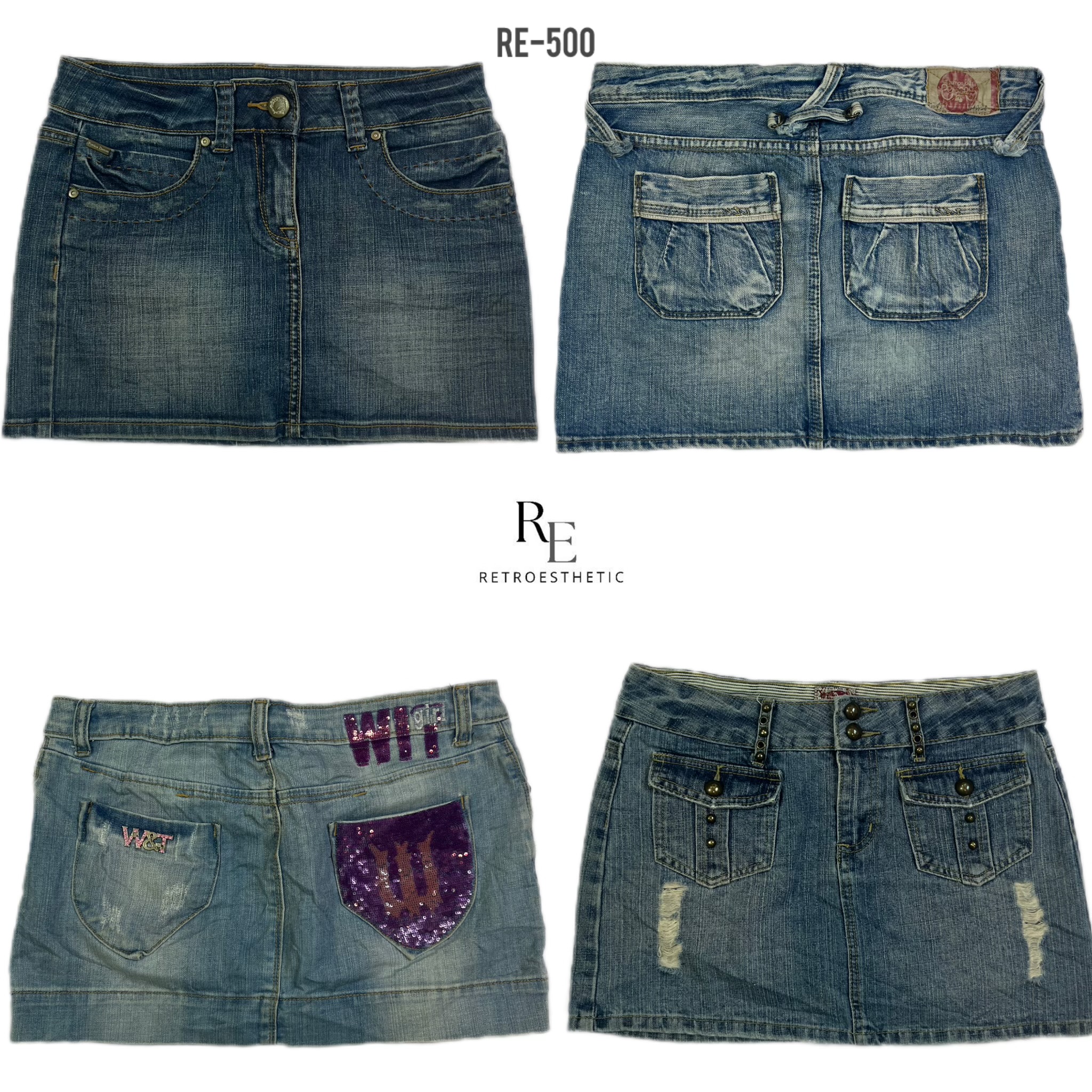 Y2K IT Girl Denim Mikro Mini Röcke (RE-500)